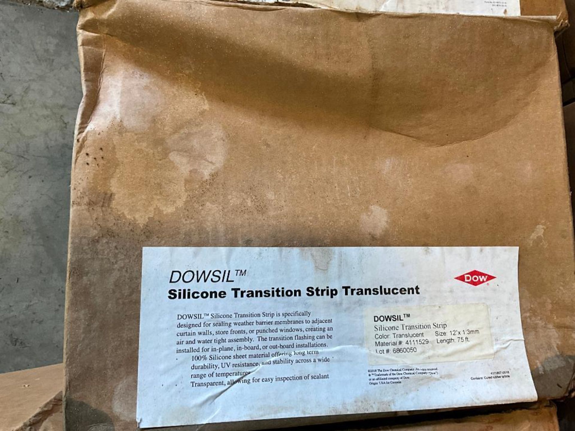 (7) Boxes of Dowsil Silicone Transition Strip, 12" x 75', (2) Box of Dowsil 123 Silicone Seal, (1) B - Image 5 of 11