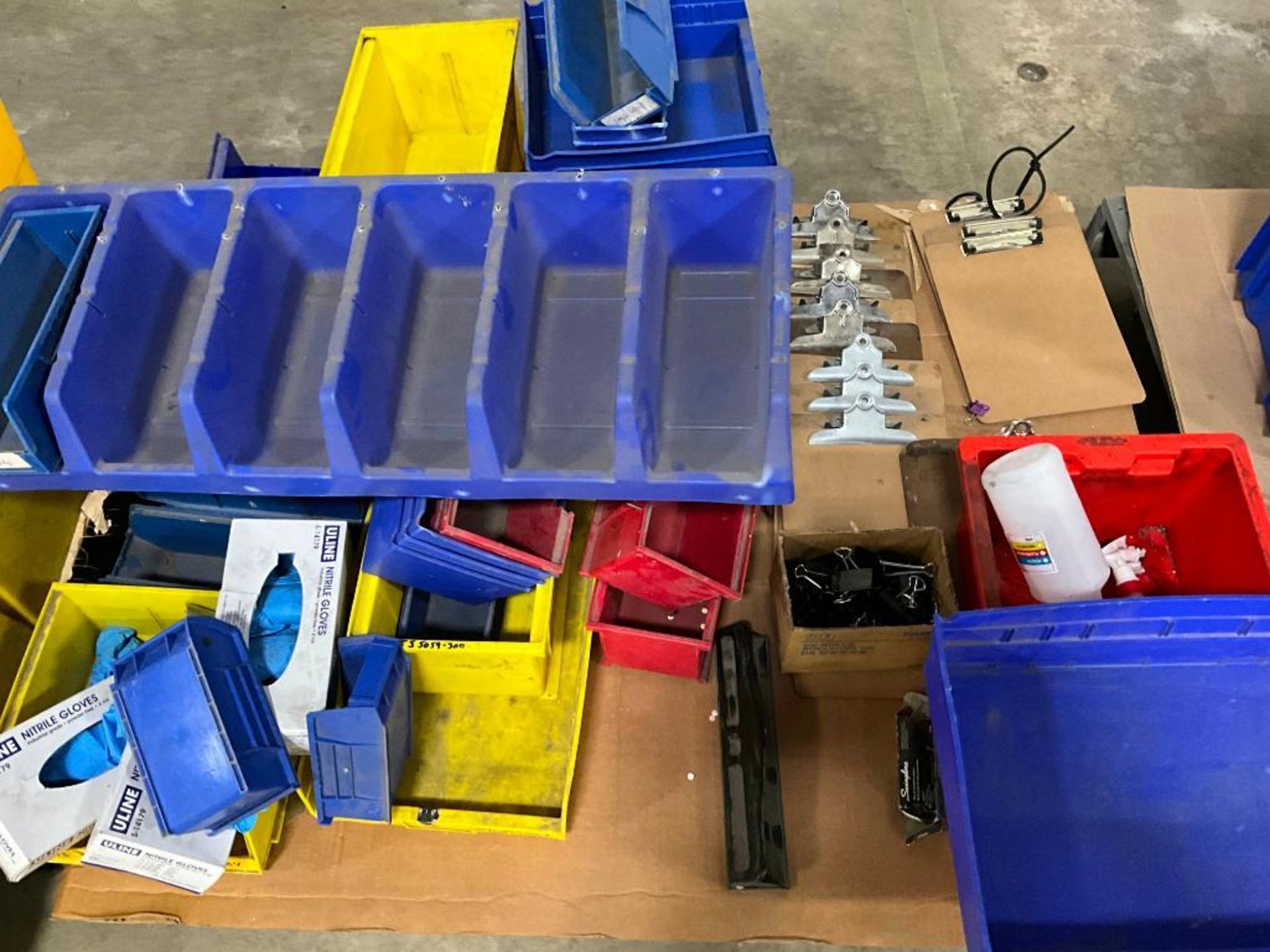 (3) Pallets w/ Yellow Step Stools, Yellow Step Stairs, Large Blue Parts Bins, Small Blue Parts Bins, - Image 12 of 26