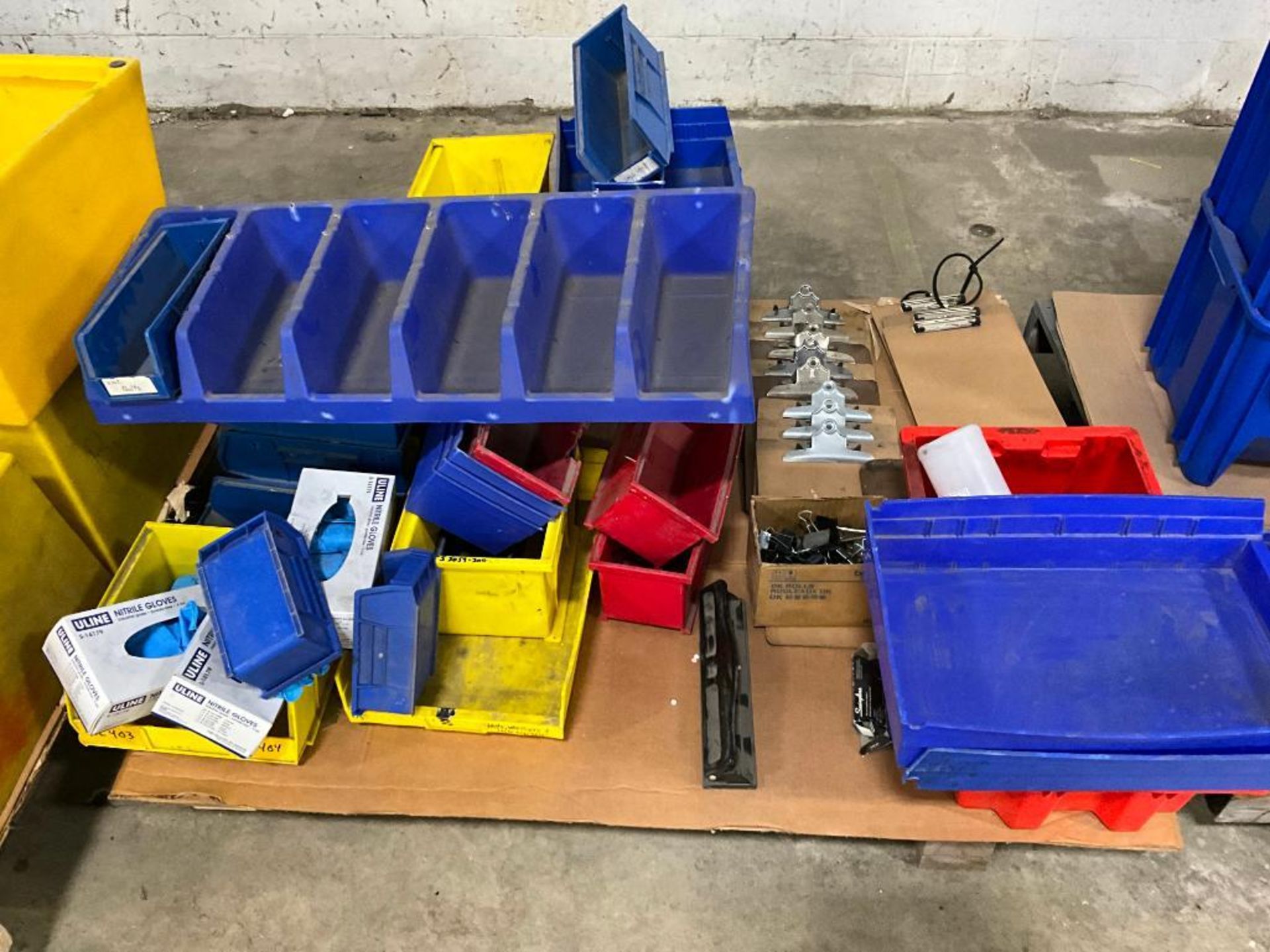 (3) Pallets w/ Yellow Step Stools, Yellow Step Stairs, Large Blue Parts Bins, Small Blue Parts Bins, - Image 11 of 26