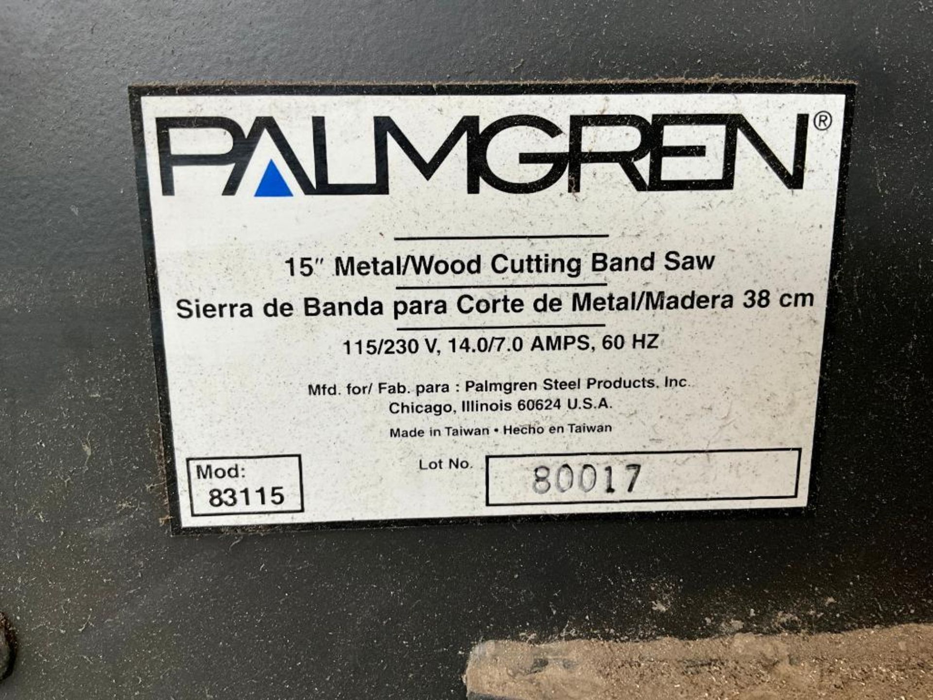Palmgren 15" Band Saw, Model 83115, Buffalo 14" Vertical Wood Cutting Band Saw, 3/4 HP Motor, Model - Image 27 of 28