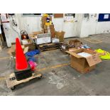 Safety Equipment, First Aid Supplies, Orange Cones, Red Plastic Stanchions, Some Chain, Hard Hats, S