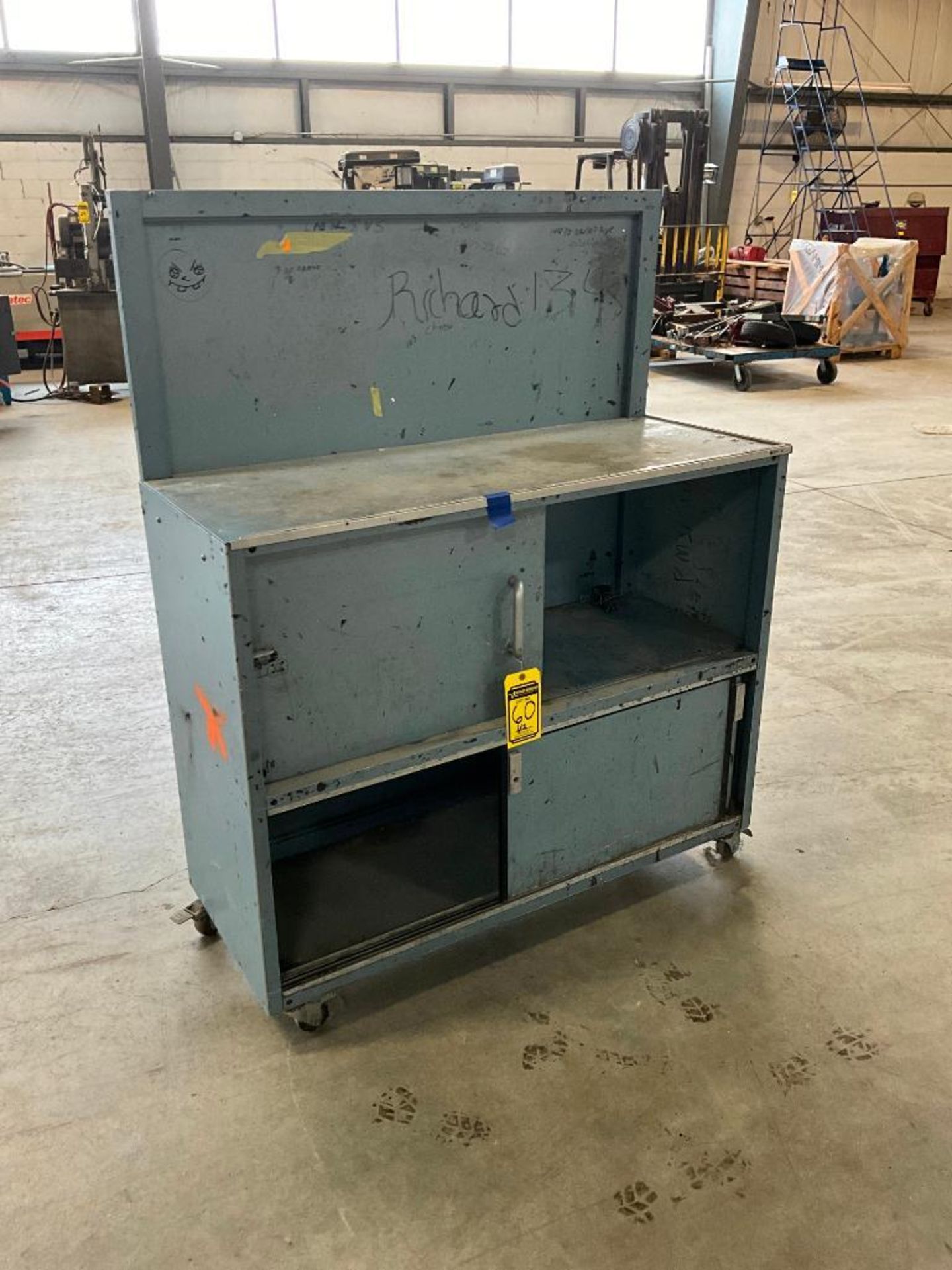 Metal Cabinet on Casters, 60" H x 49" W x 19" D