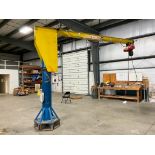 Swivel Crane, Dayton Hoist on Trolley 1/2- Ton Hoist, 137" H, 13' Reach