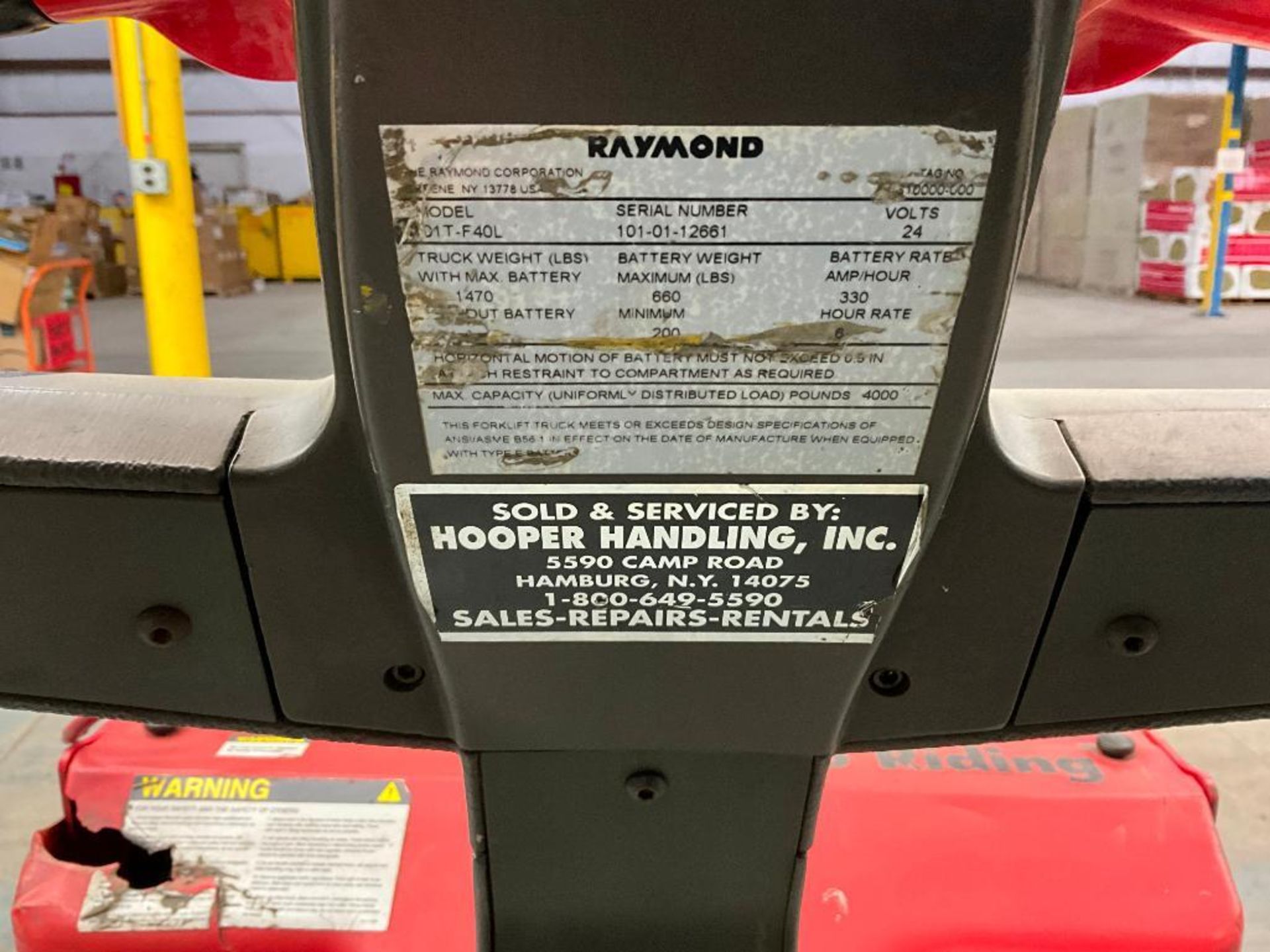 Raymond Electric Power Pallet Jack, Model 101T-F40L, S/N 101-01-12661 - Image 7 of 18