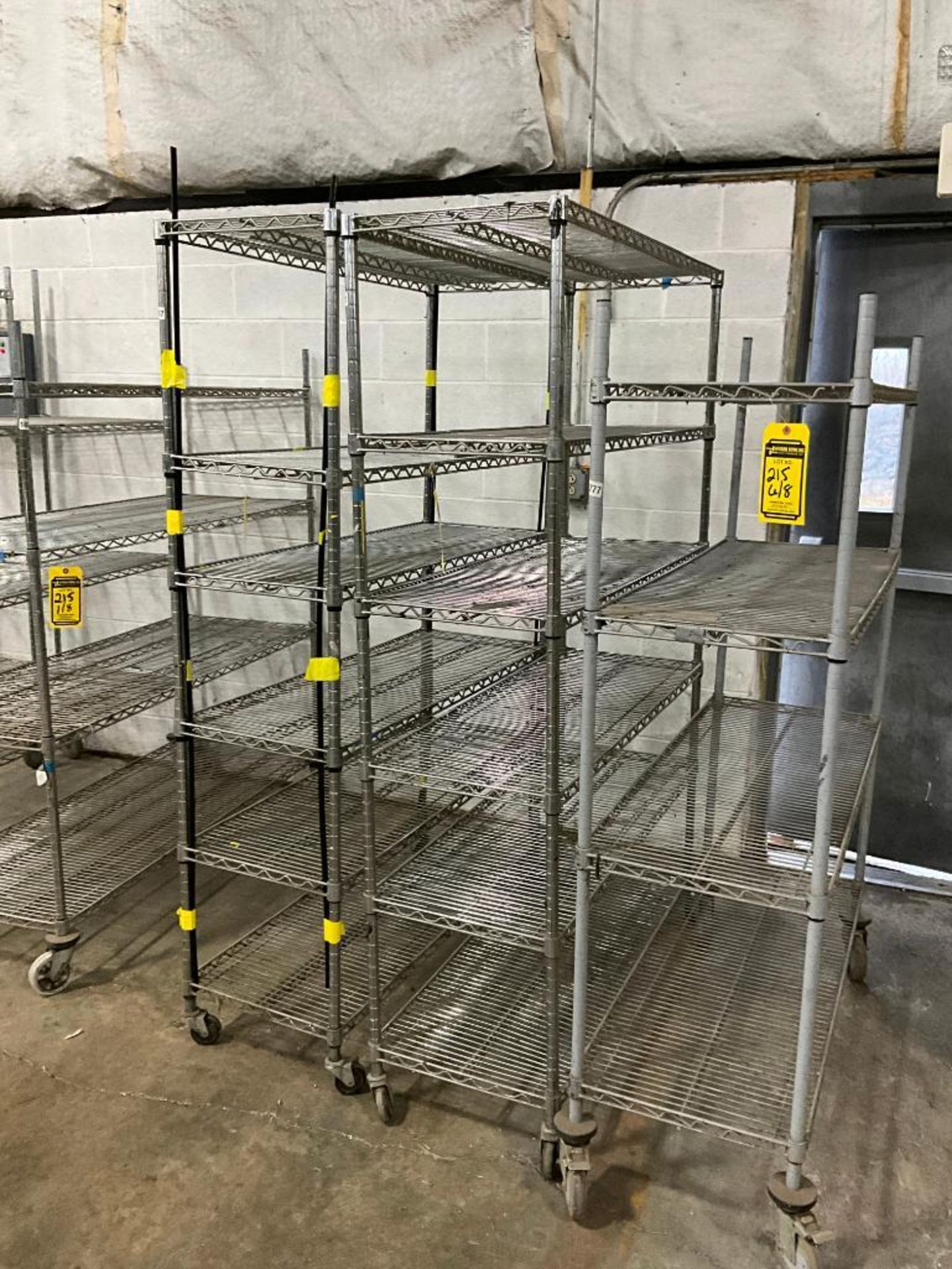 (8) Shelves on Casters, (3) 80" H x 60" W x 24" D, (2) 69" H x 48" W x 24" D, (3) 77" H x 48" W x 18