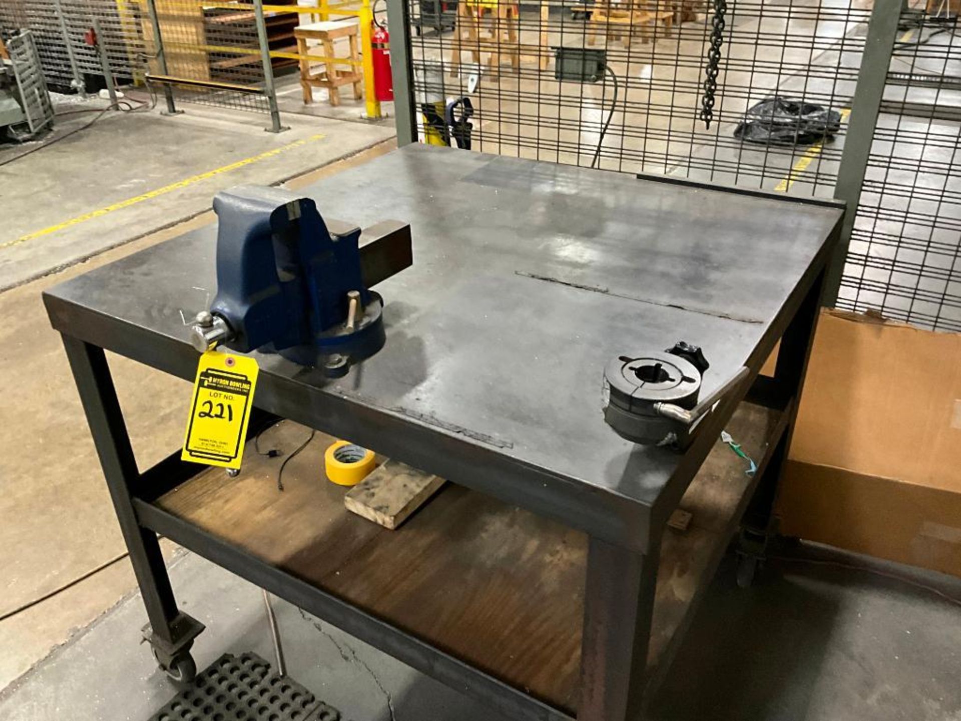 Steel Bench on Casters, 45" H x 48" W x 48" D, Yost Vice, Tool Changer - Image 7 of 8