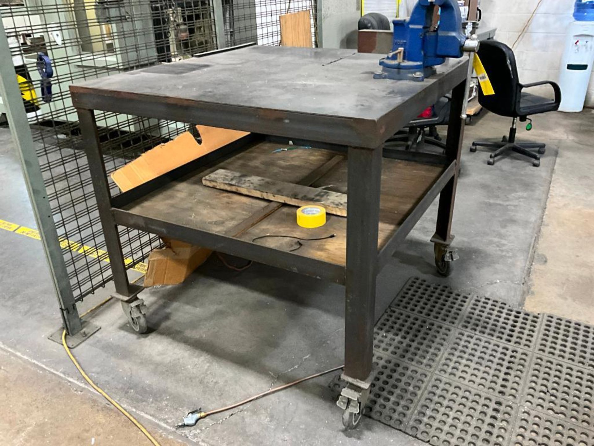 Steel Bench on Casters, 45" H x 48" W x 48" D, Yost Vice, Tool Changer - Image 2 of 8