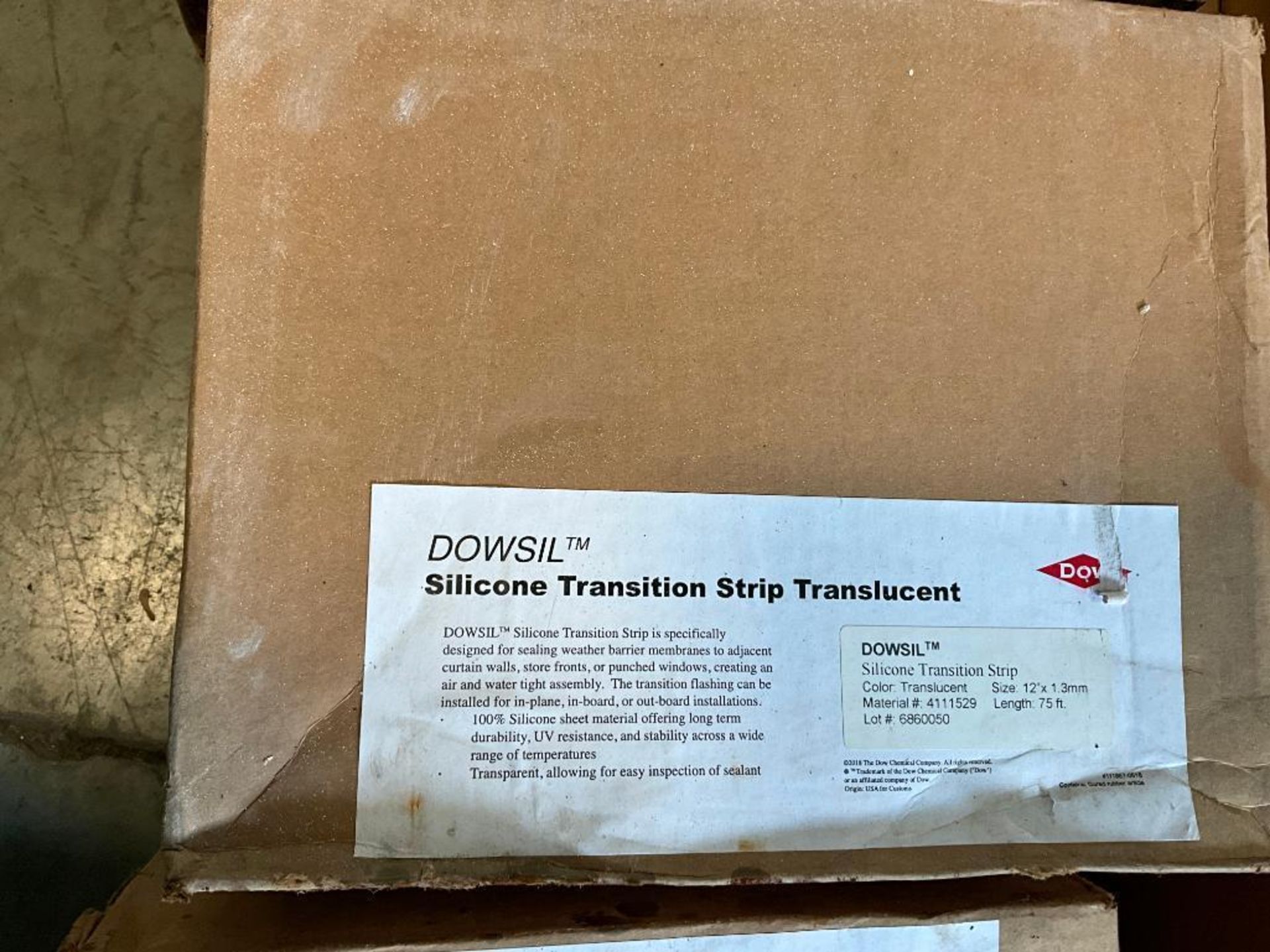 (7) Boxes of Dowsil Silicone Transition Strip, 12" x 75', (2) Box of Dowsil 123 Silicone Seal, (1) B - Image 9 of 11