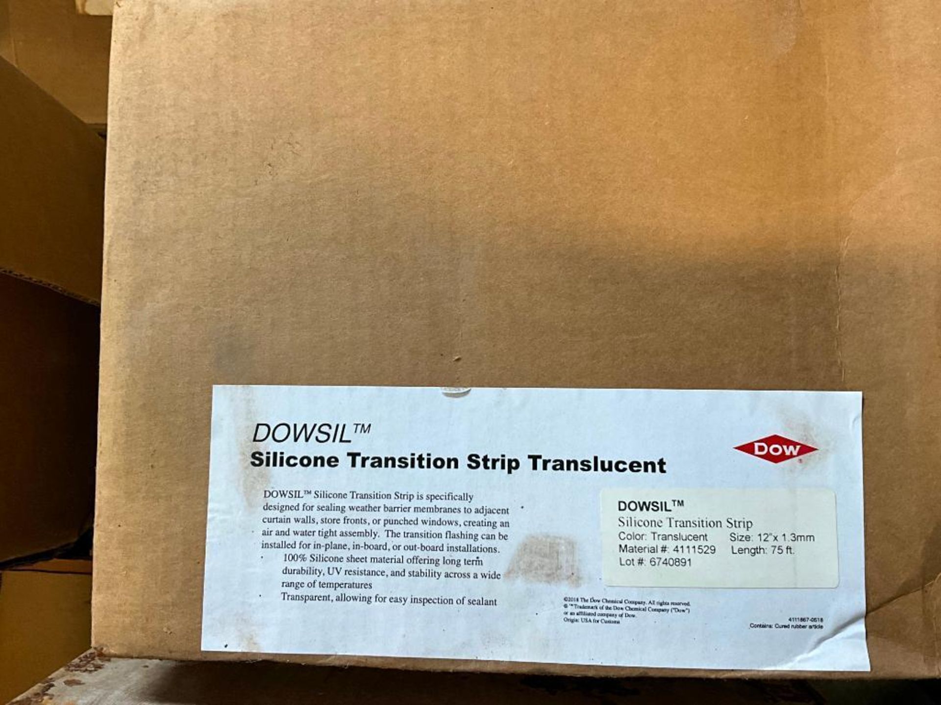 (7) Boxes of Dowsil Silicone Transition Strip, 12" x 75', (2) Box of Dowsil 123 Silicone Seal, (1) B - Image 8 of 11