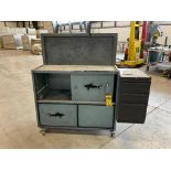 Metal Cabinet on Casters, 60" H x 49" W x 19" D