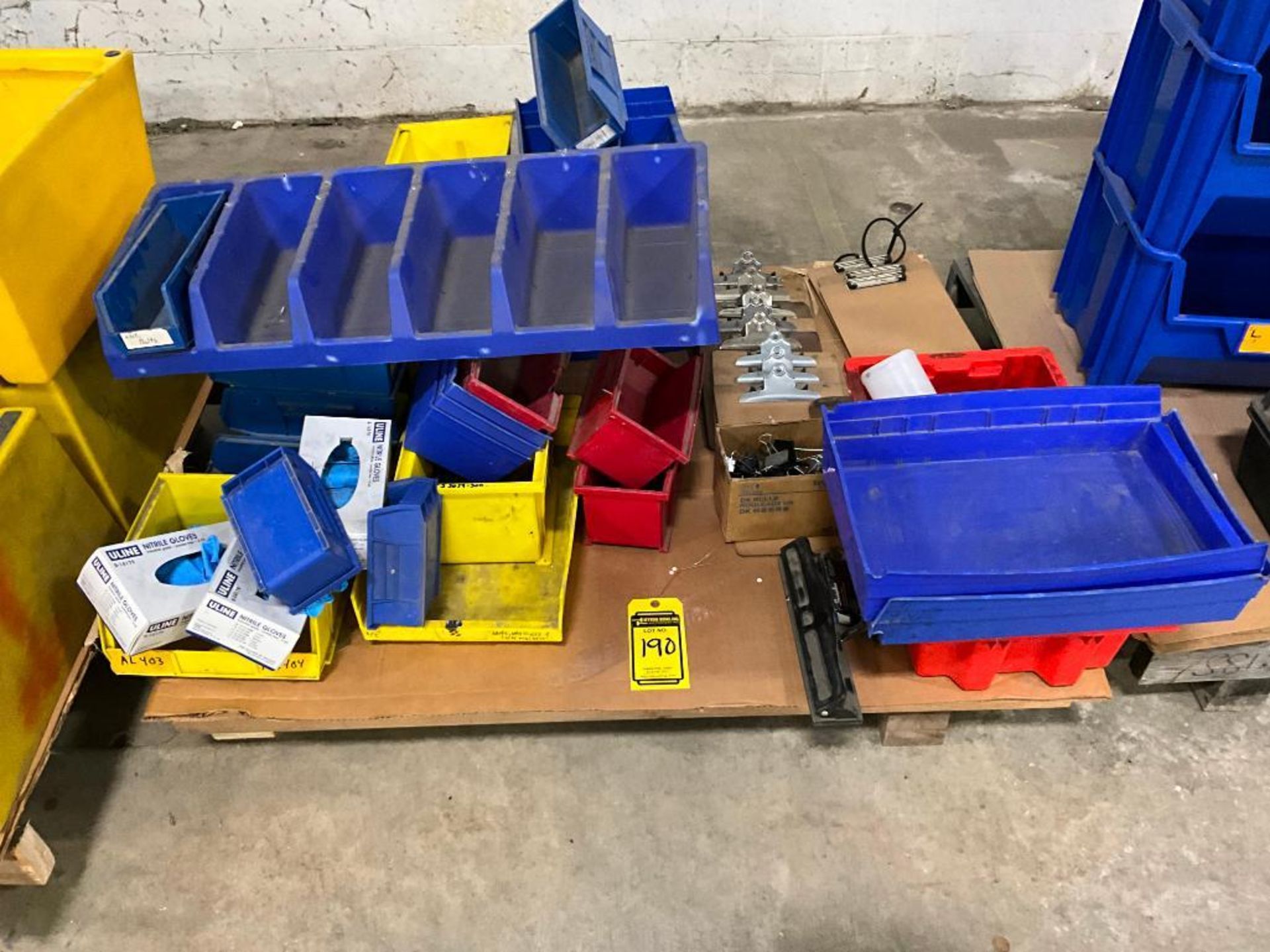 (3) Pallets w/ Yellow Step Stools, Yellow Step Stairs, Large Blue Parts Bins, Small Blue Parts Bins, - Image 25 of 26