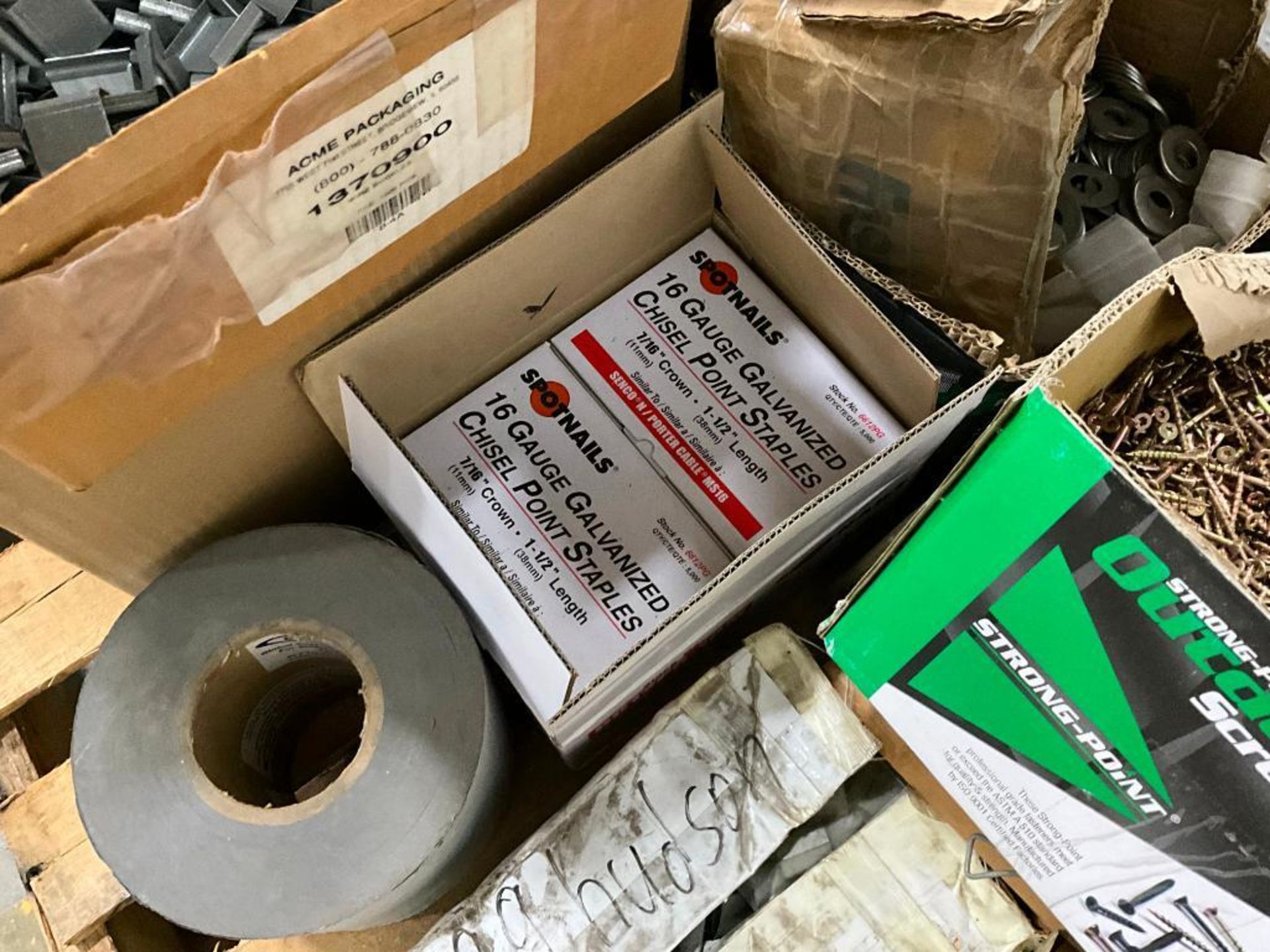Assorted Boxes of Staples, Tape, Hardware, Concrete Anchors - Image 14 of 15