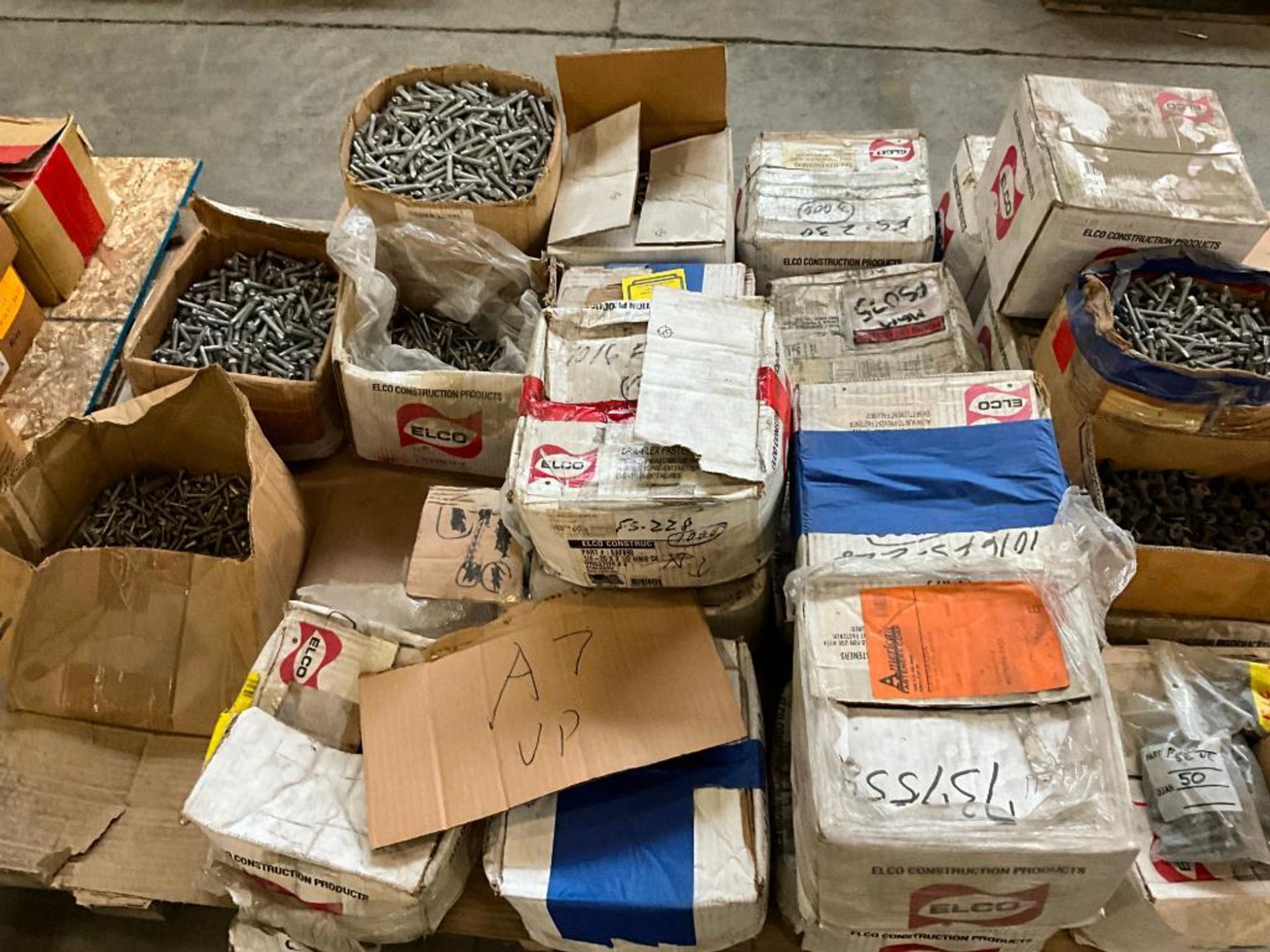 Pallets of Bolts, Nuts, Washers, Screws, 1-1/2" Square Tubing; 2=10' & 1= 6-1/2', Plastic Spacers, W - Image 76 of 124