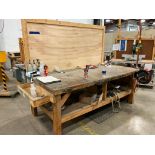 Wood Bench (No Contents), 82" H x 96" W x 50" D (Air Hose & Spool not Included)