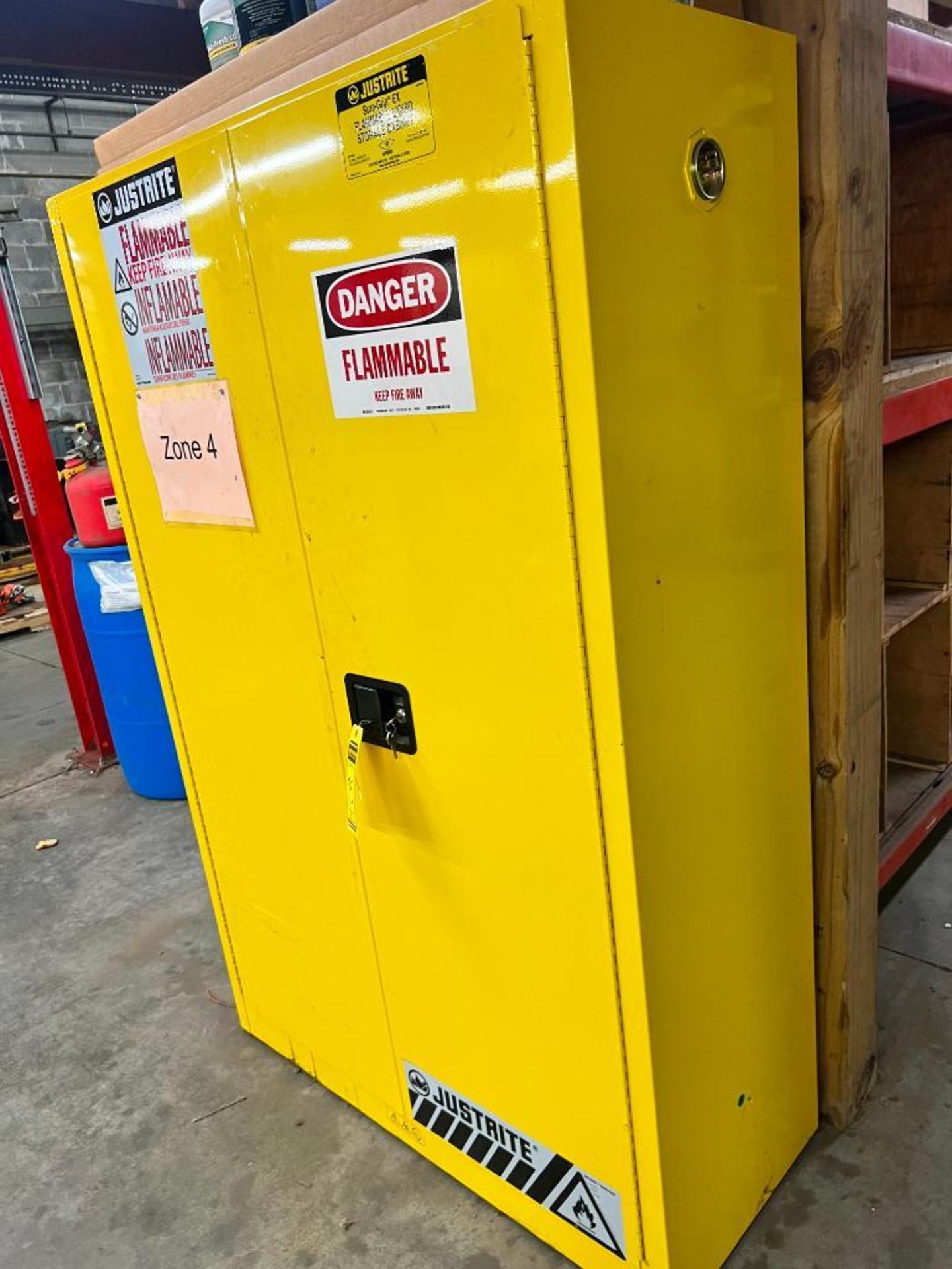Justrite Flammable 45-Gallon Storage Cabinet w/ Content ($20 Loading fee will be added to buyers inv - Image 2 of 3