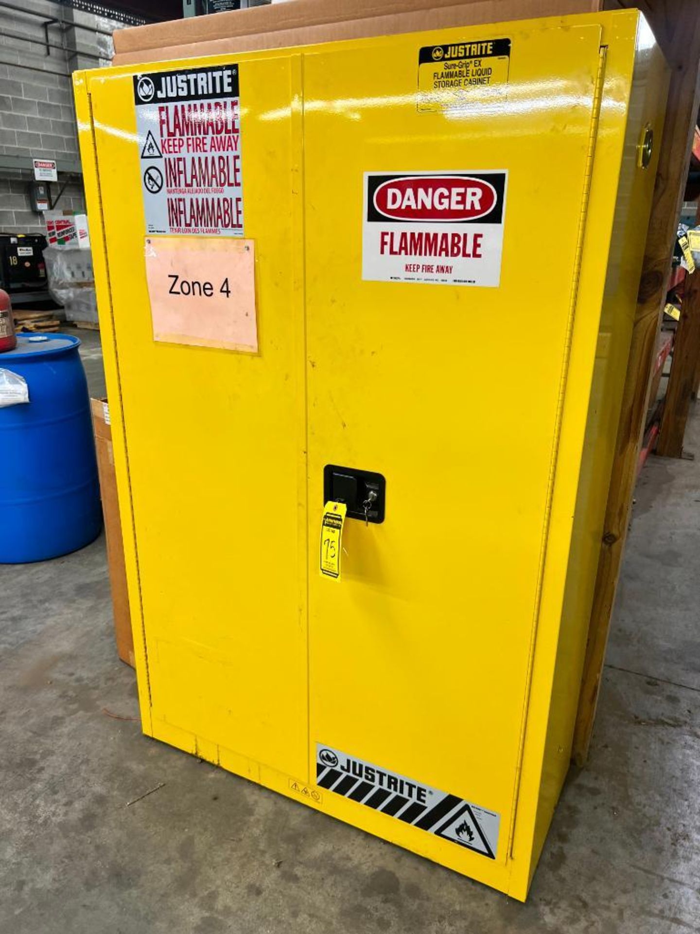 Justrite Flammable 45-Gallon Storage Cabinet w/ Content ($20 Loading fee will be added to buyers inv