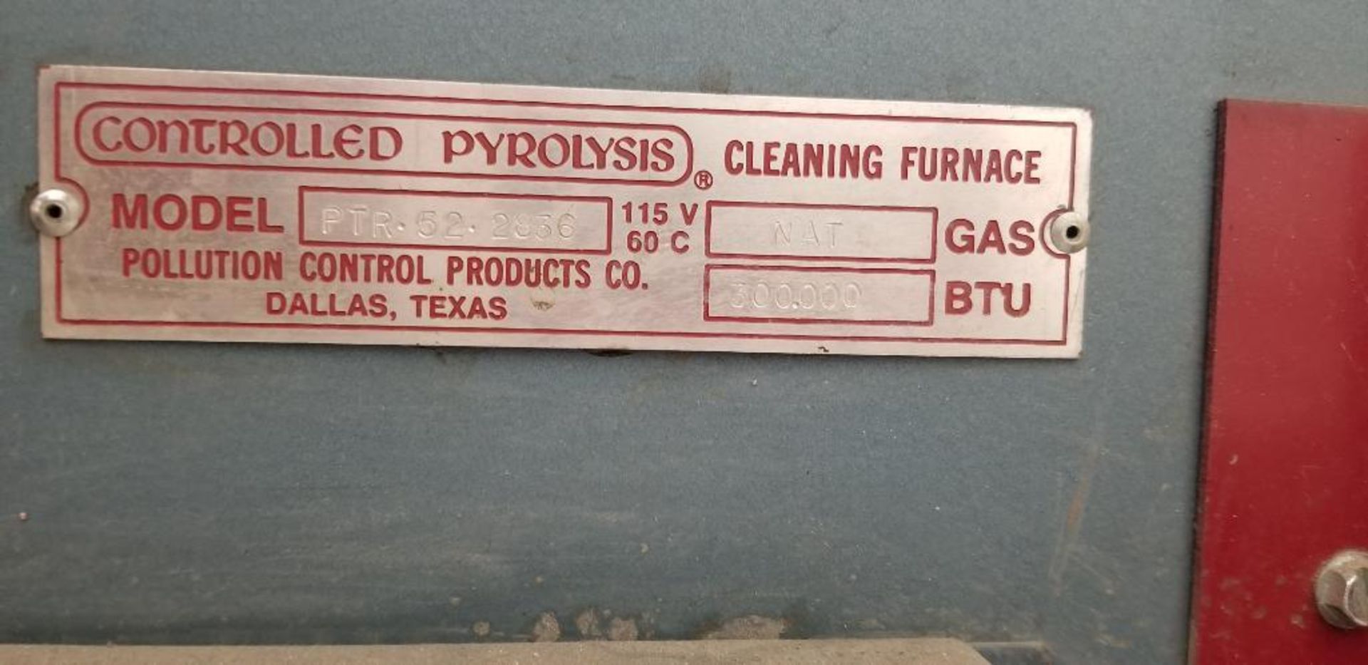 Pollution Control Products Controlled Pyrolysis Cleaning Furnace, Model PTR-52-2836, Natural Gas 300 - Image 4 of 4