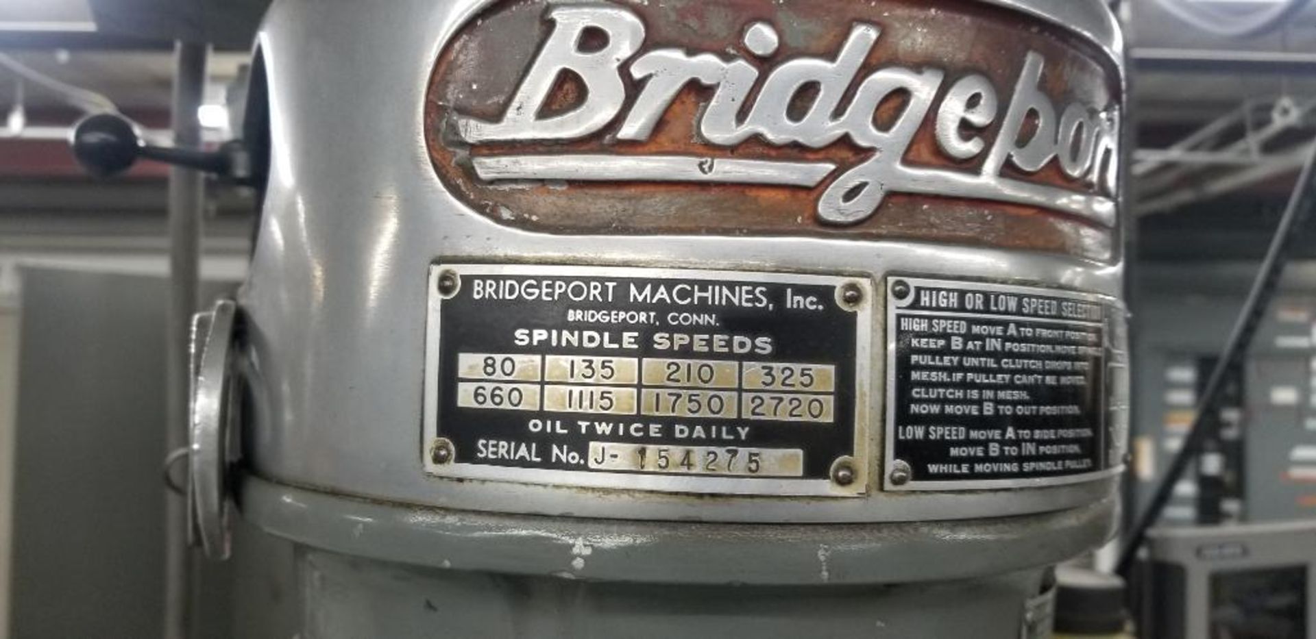 Bridgeport J-Head Milling Machine, 1-1/2 HP, 230V/460V, 3-Phase, S/N J-154275, w/ Acu-Rite 200S Read - Image 7 of 7