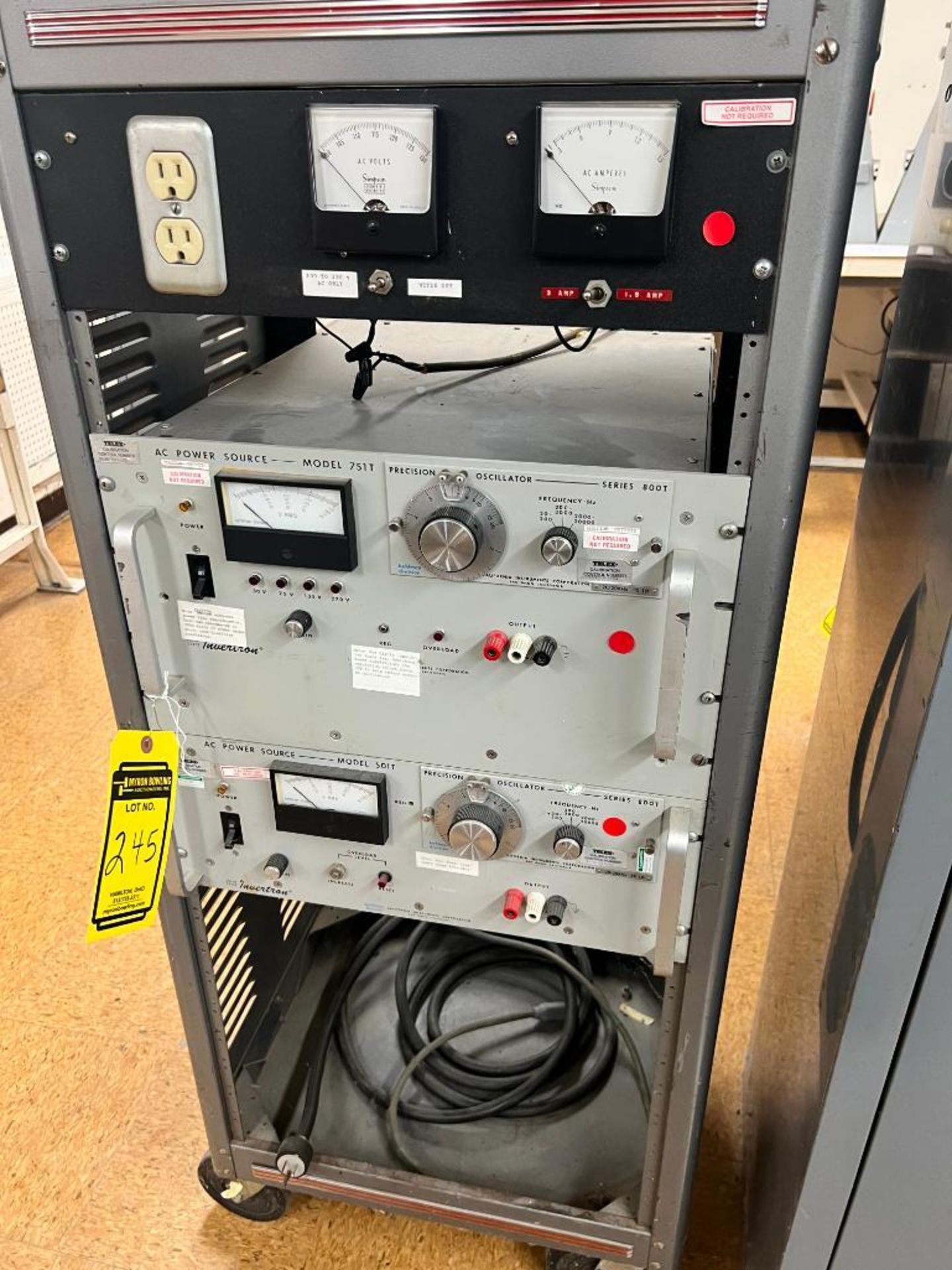 Power Supply Oscillator Testing Cabinet, Invertron Model 751T, Invertron Model 501T, & Simpson Segme