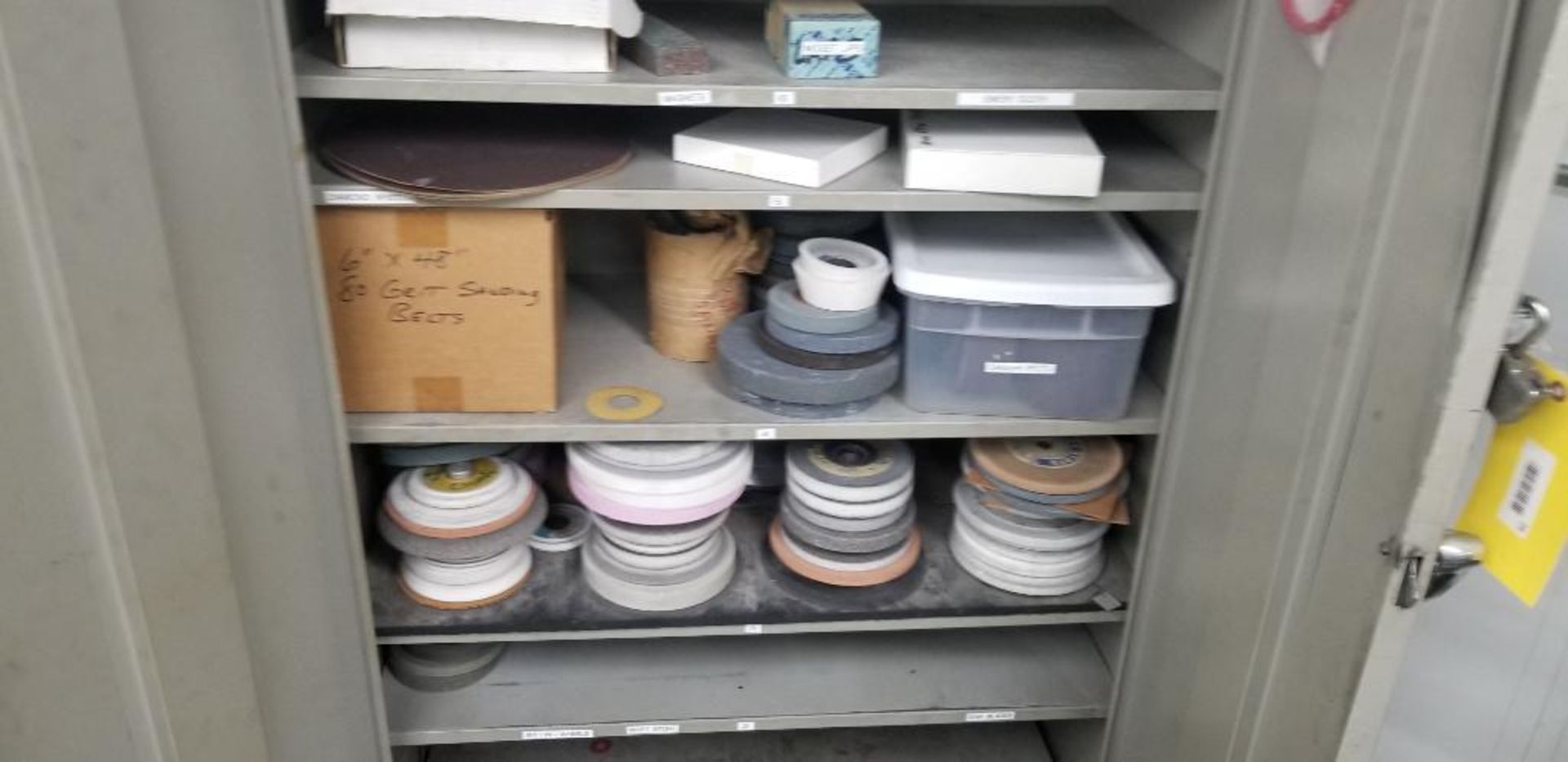 Cabinet w/ Content of Assorted Grinding Wheels & Sanding Belts - Image 3 of 3
