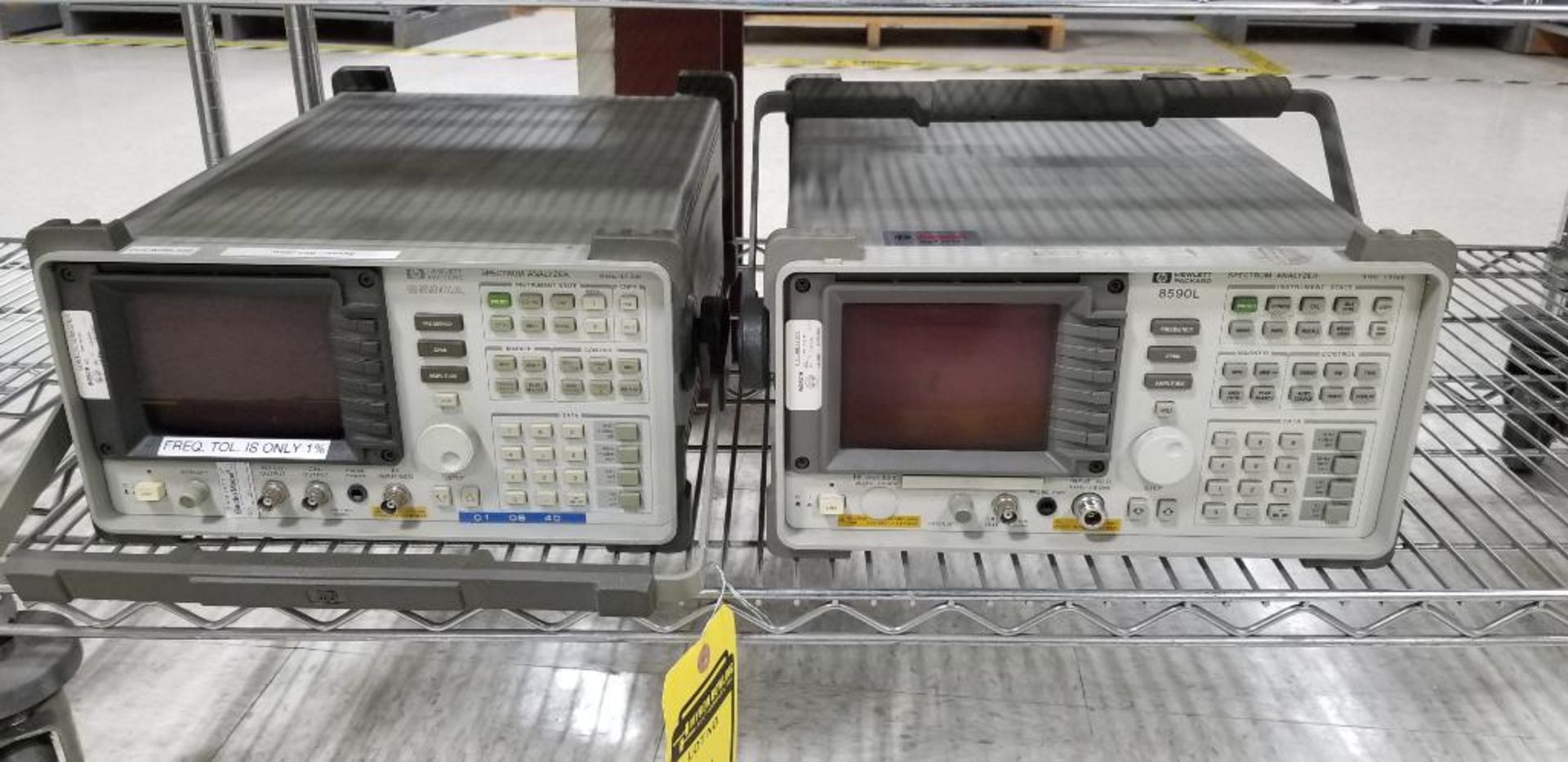 (2x) Hewlett Packard Spectrum Analyzers; (1) HP Model 8590A, (1) HP Model 8590L