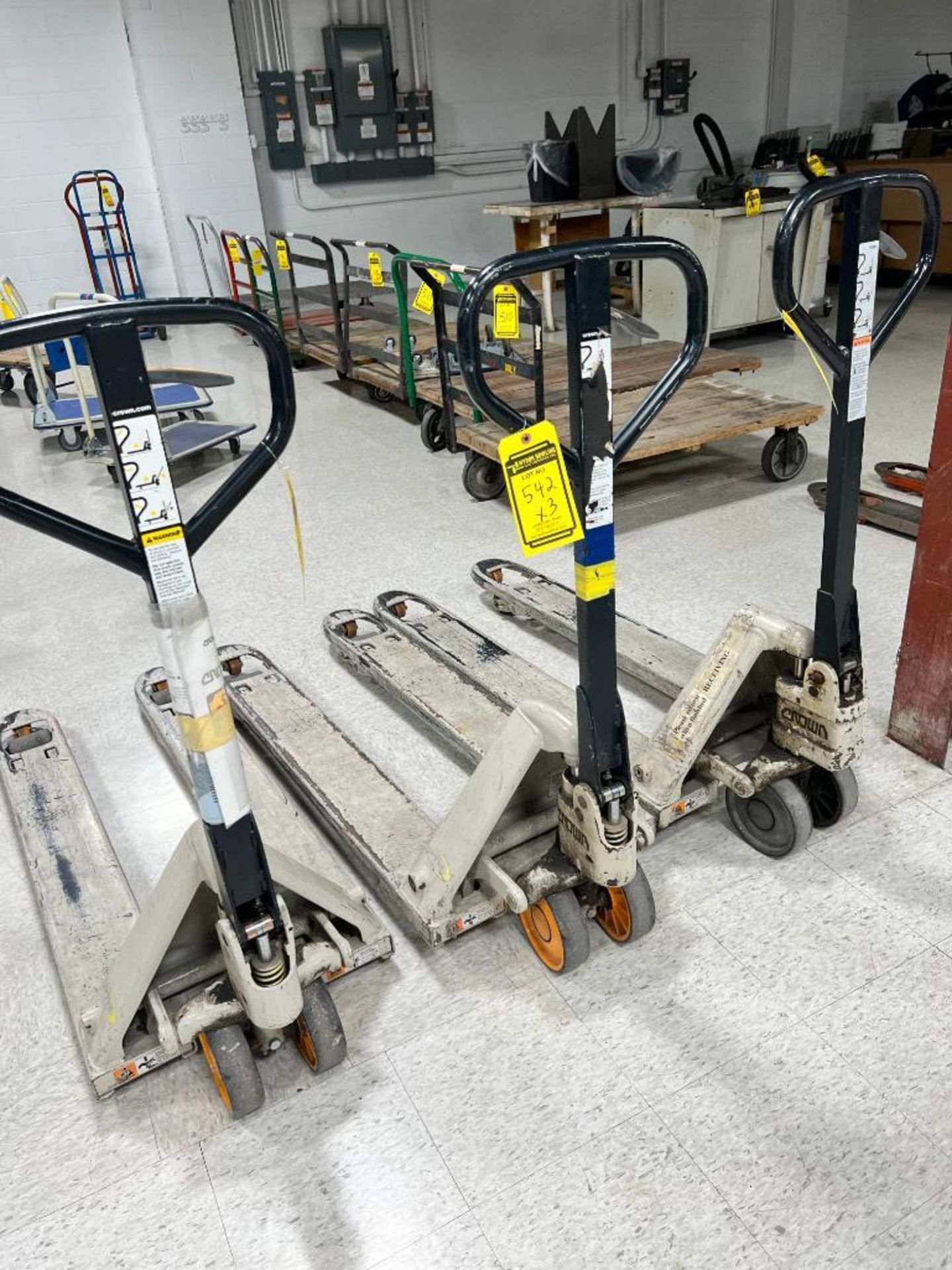 (3x) Crown 5,000 LB. Capacity Manual Pallet Jacks