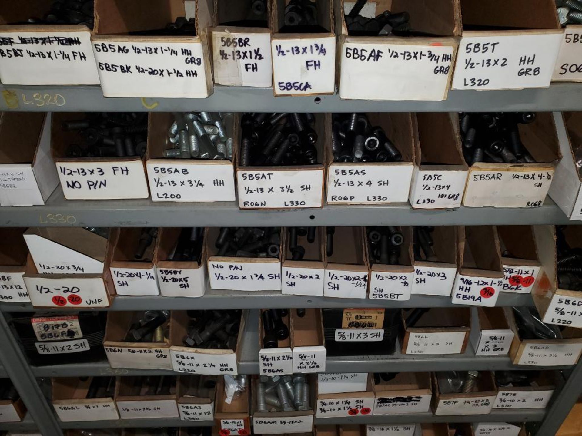 (3) Sections of Metal Shelves w/ Hardware, Nuts, Bolts, Thread Bolts, Hex Type Assorted Heads, Lengt - Image 6 of 17