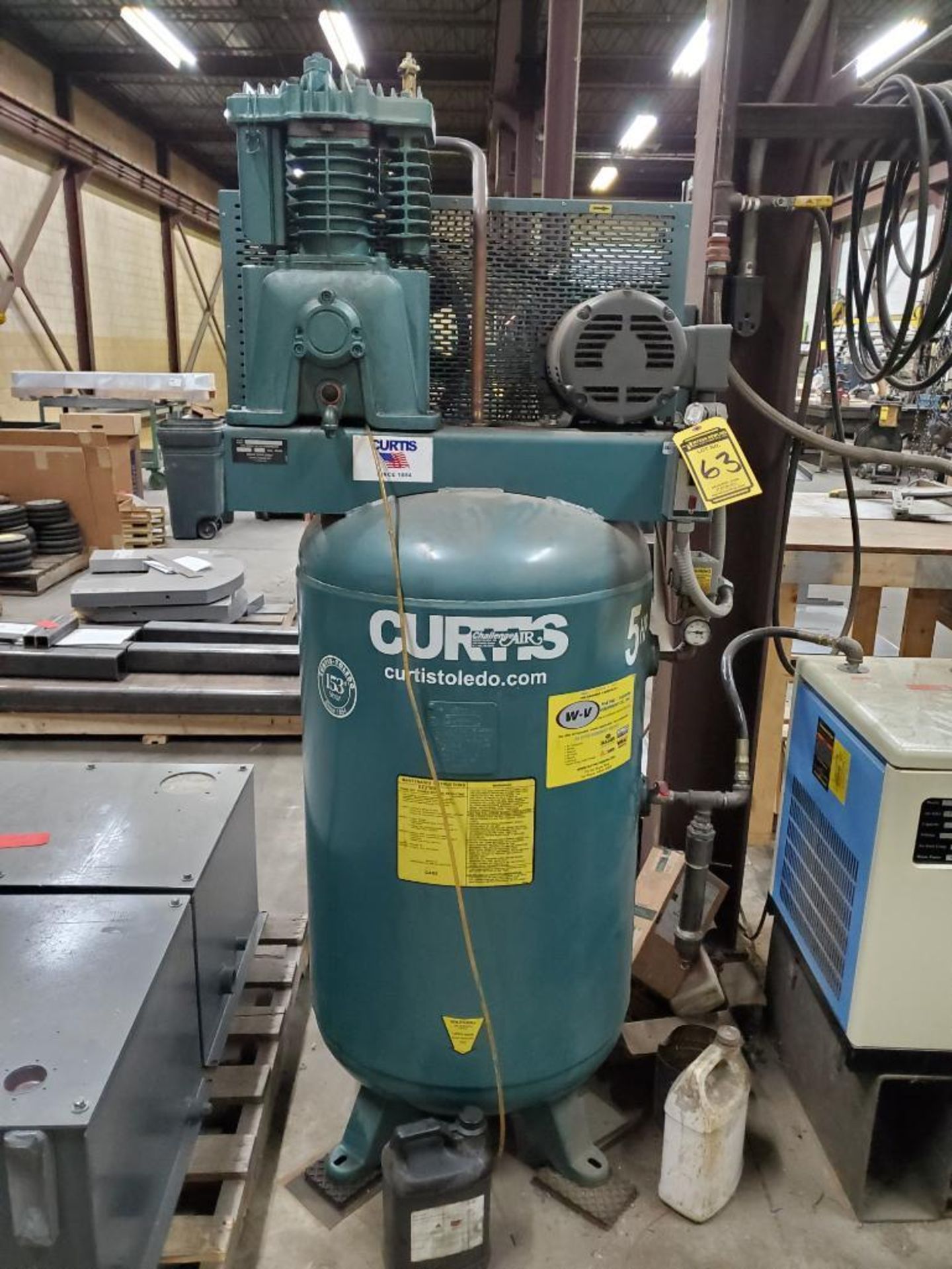 2006 Curtis 80-Gallon Vertical Air Compressor, 5 HP, Model E-57, S/N AS06120693, Tank Model 5E2VTS-A