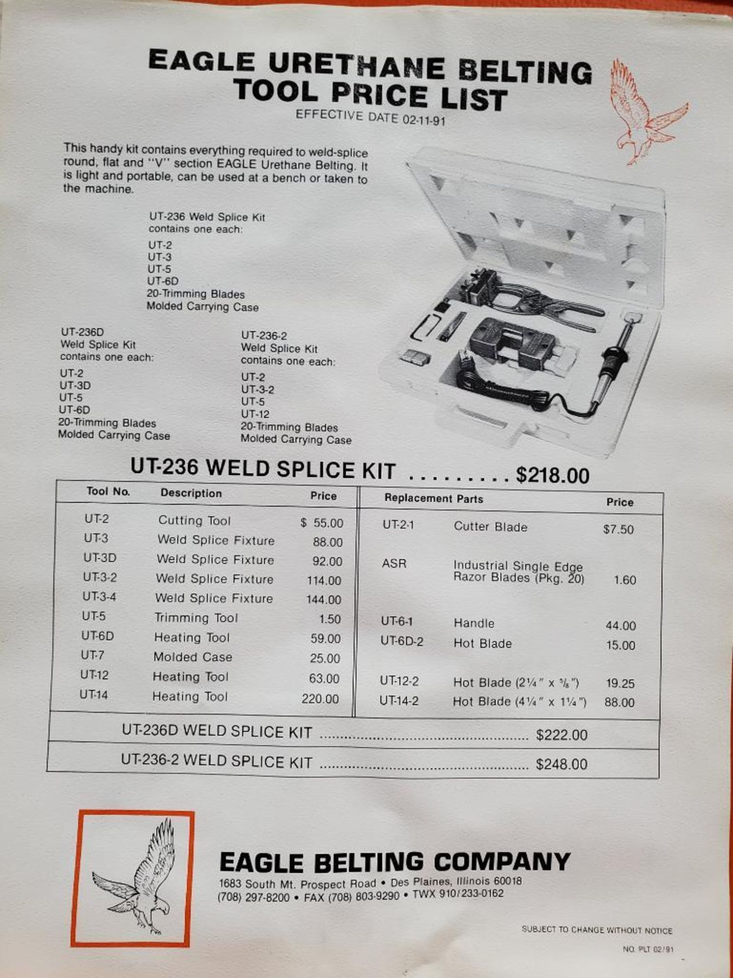 Eagle Belt Weld-Splicing Kit, Model UT-236-2 - Image 5 of 5