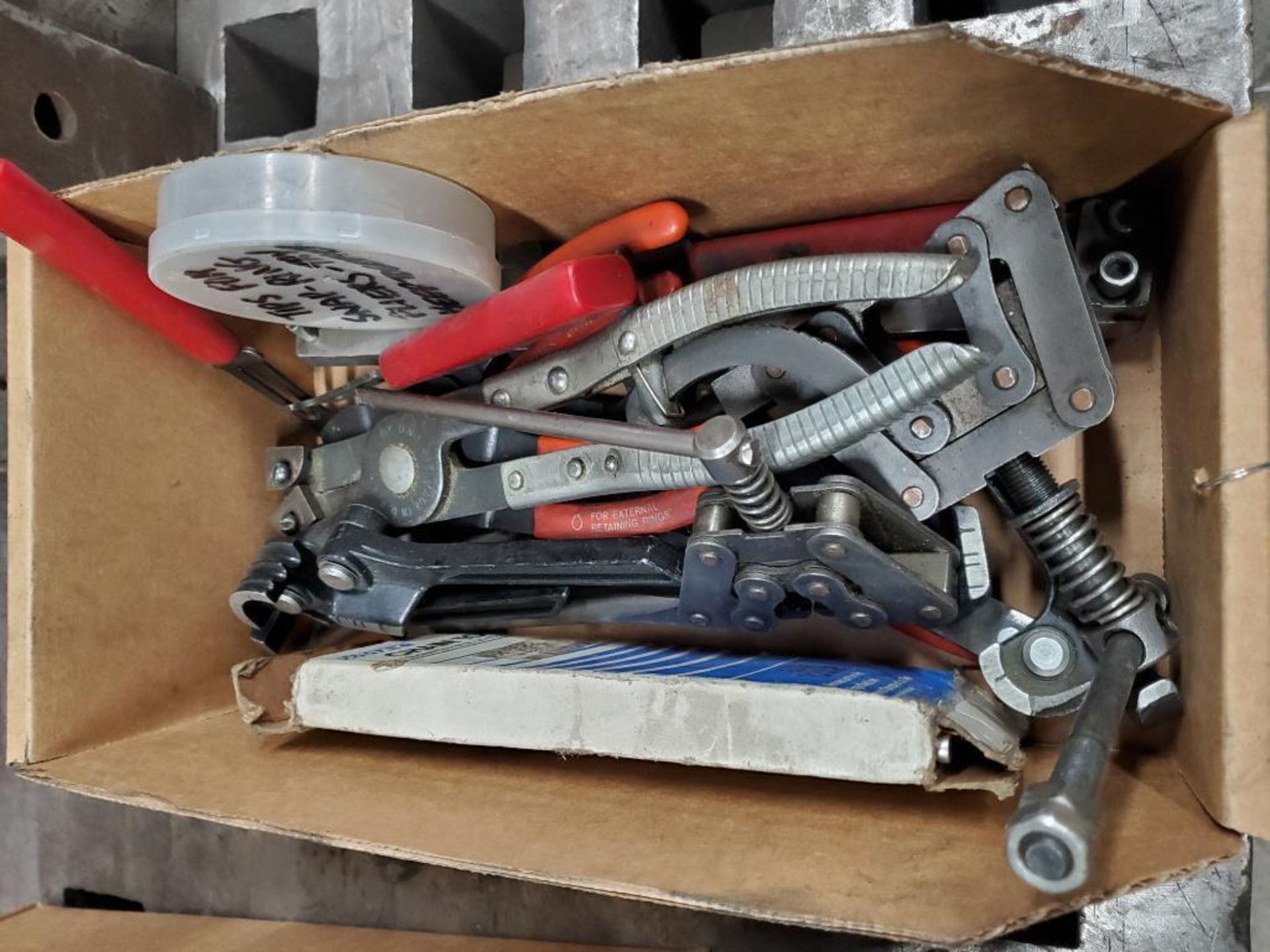 Box of Chain Repair Wrenches, Chain, & Clamp Fixtures
