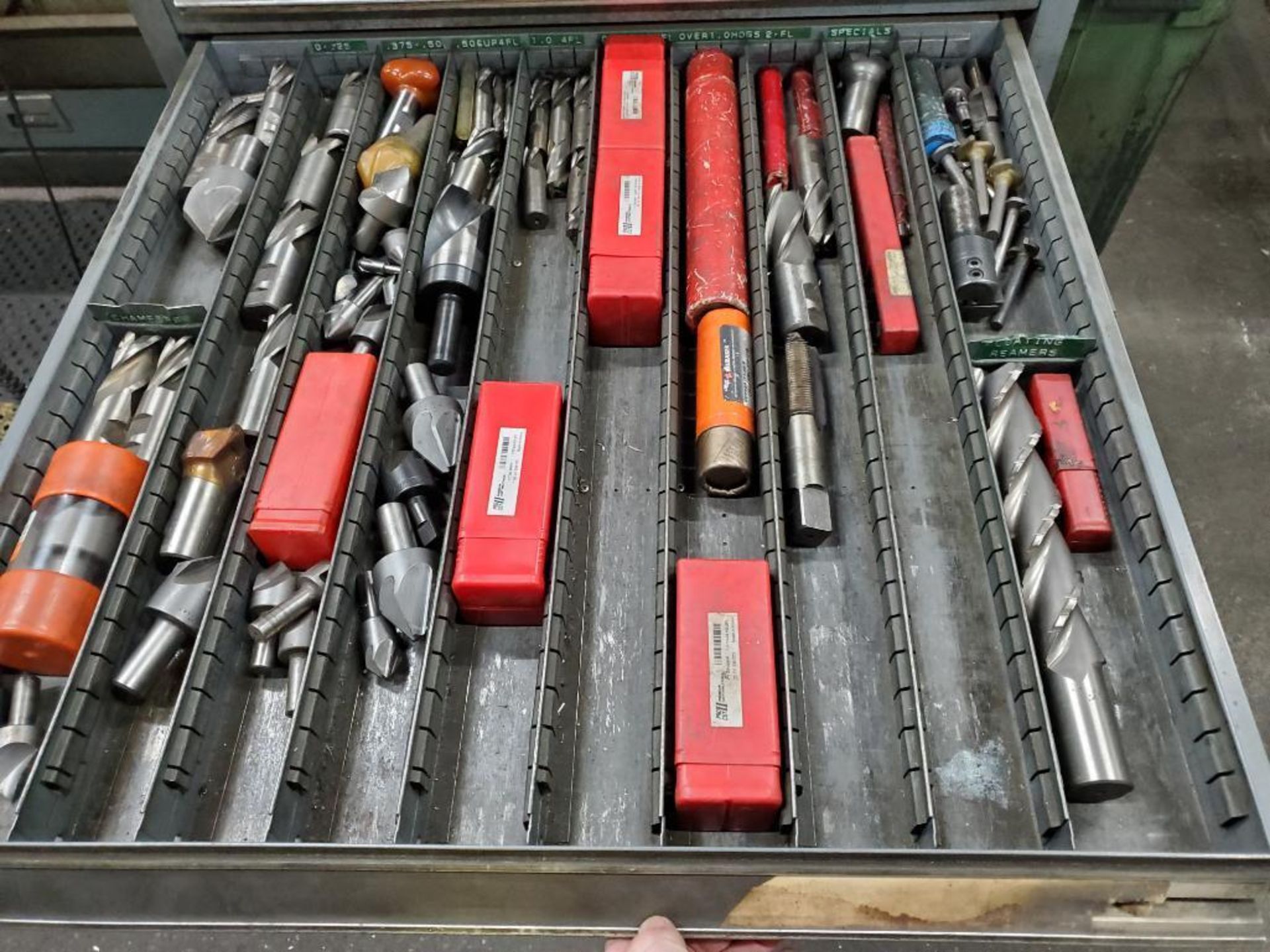 9-Drawer Modular Tool Cabinet Full Of Tooling & Accessories; Drills, Flutes, Drills, End Mills, Ream - Image 4 of 13