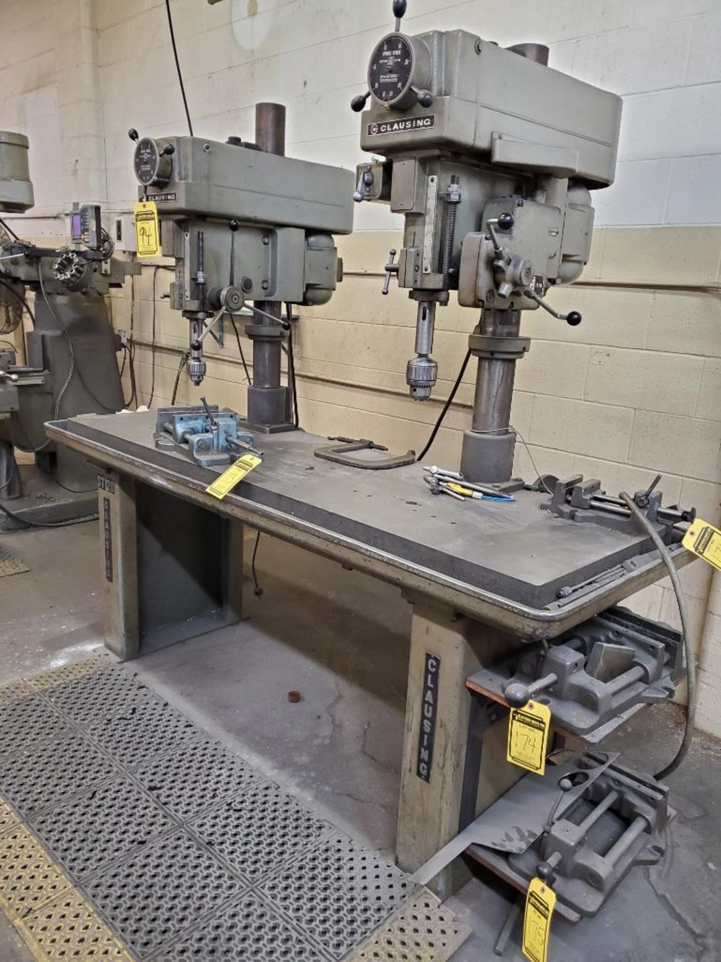 Clausing Dual Head Geared Drill Press Table, 900-1800 RPM, Fwd/Rev, 6" Head Vert. Adj., 80" X 24" St - Image 2 of 9