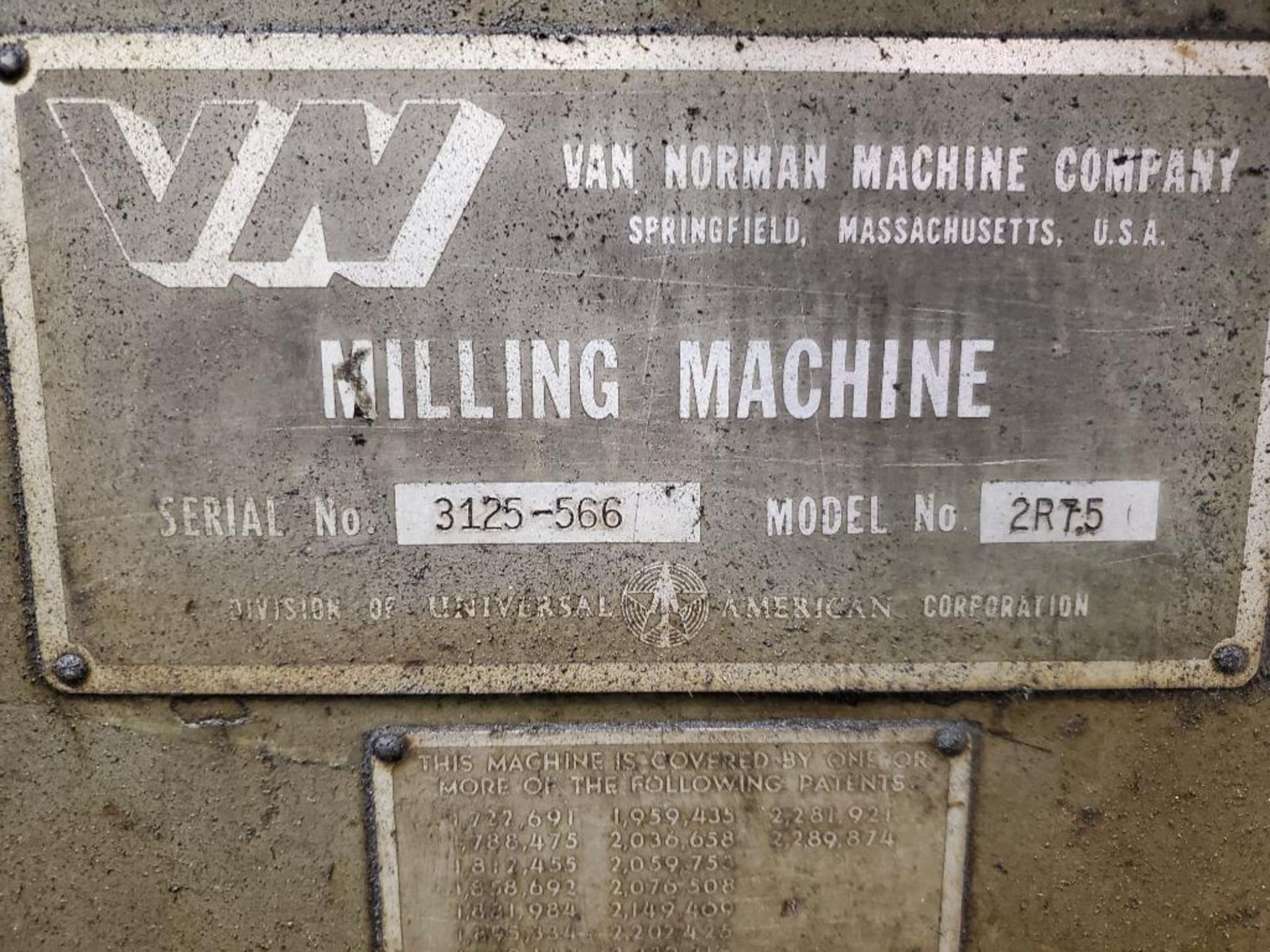 Van Norman Horizontal Milling Machine, Model 2R7.5, S/N 3125-566, 56" X 12" Table, Knee Bed, 20-800 - Image 6 of 9