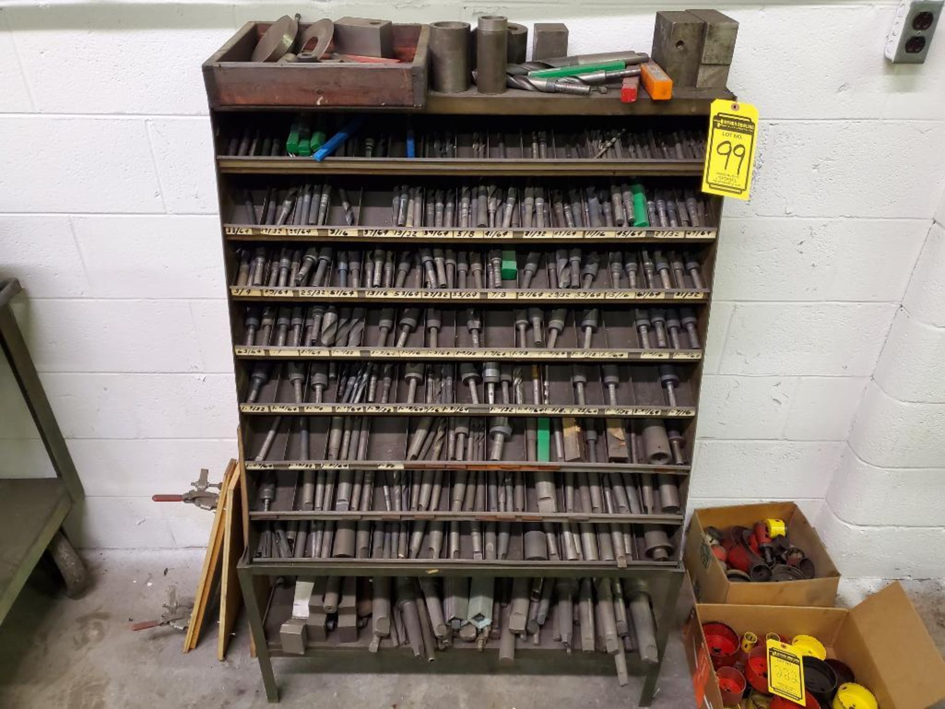 Metal Slant Rack w/ Quantity of Drill Bits