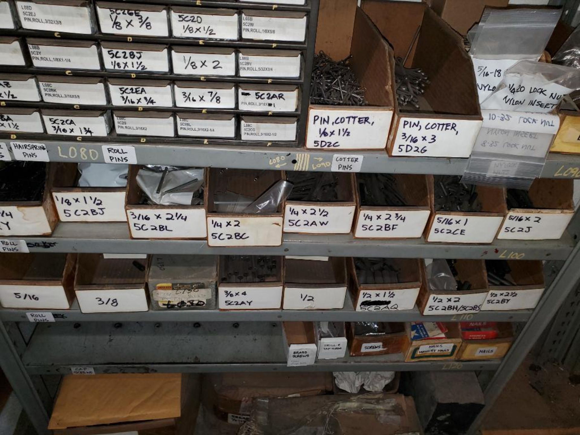 (3) Sections of Metal Shelves w/ Hardware, Nuts, Bolts, Thread Bolts, Hex Type Assorted Heads, Lengt - Image 8 of 17