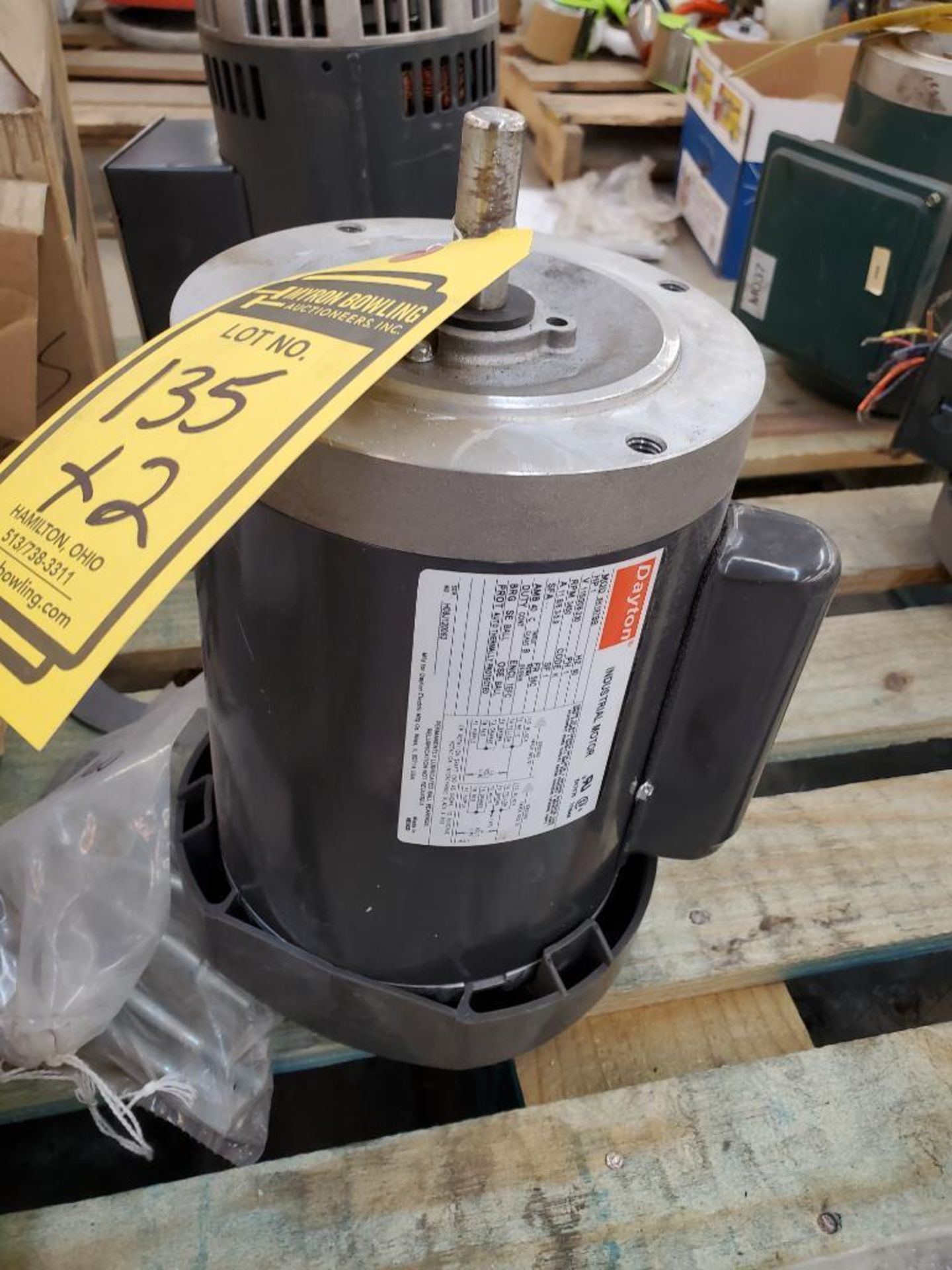 (2x) Dayton Industrial Motors, 1 HP, Single Phase, 3450 RPM, 58C Frame ($15 Loading fee will be adde - Image 2 of 5