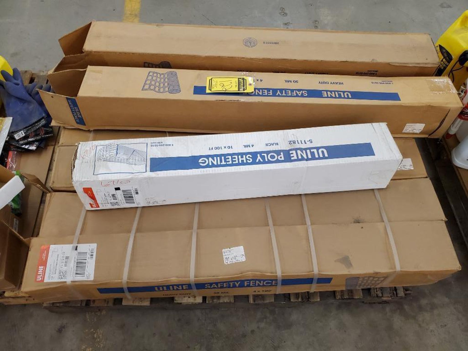 Pallet of Uline Safety Fence Poly Sheeting ($15 Loading fee will be added to buyers invoice)