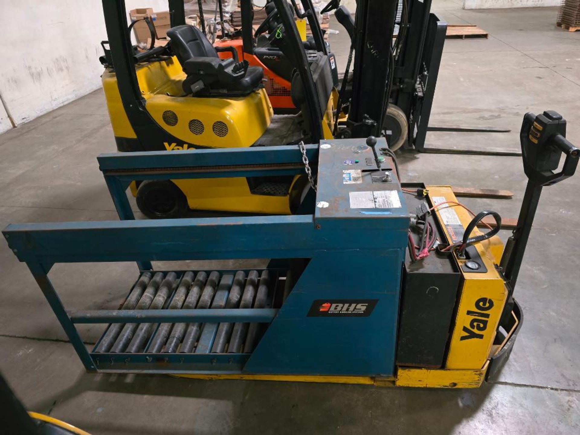BHS 4,000 LB. Battery Electric Changer, Model ATC-25MG, on Yale 4,000 Lb. Electric Pallet Jack, Mode