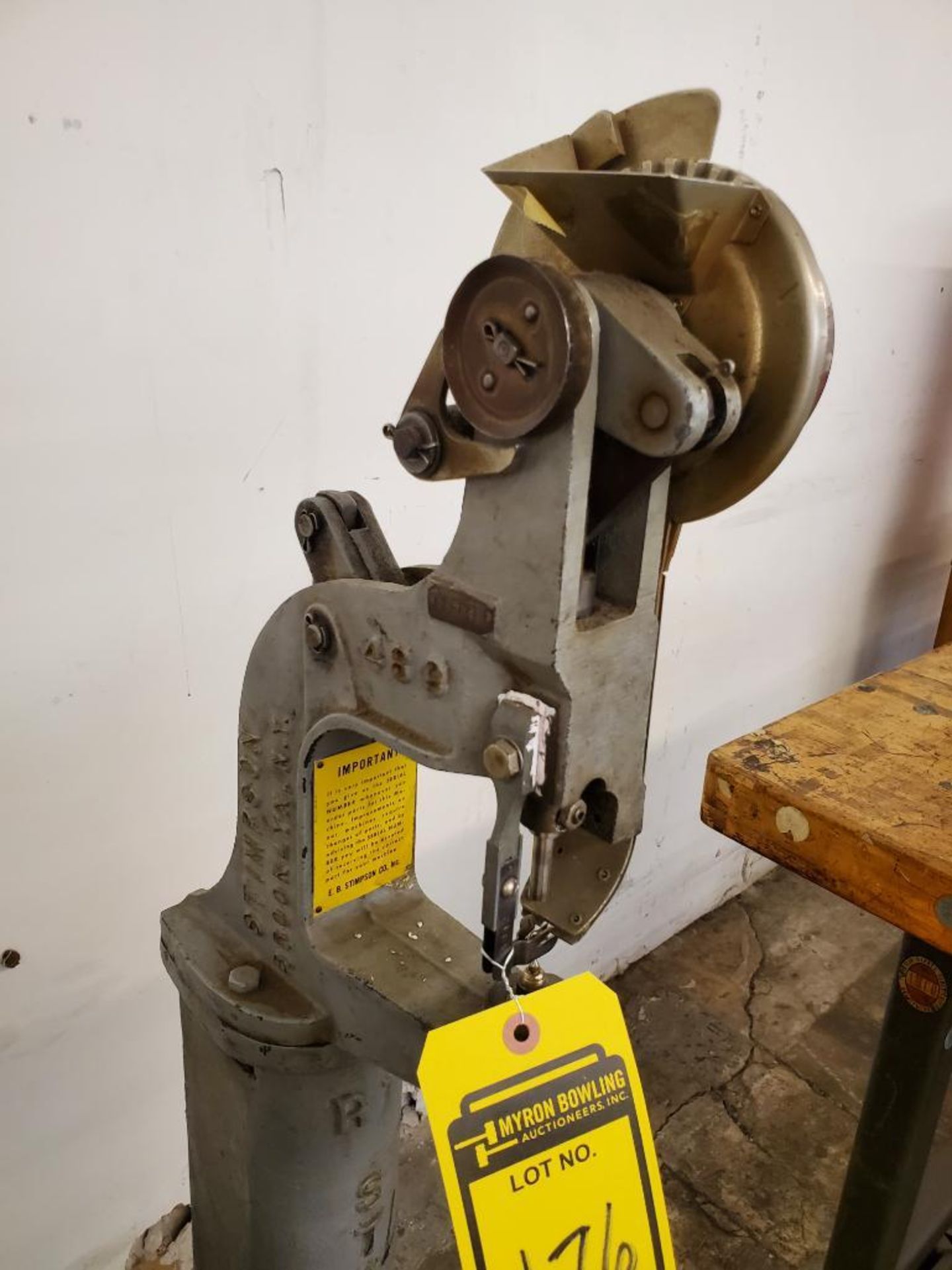 Stimpson Foot Powered Rivet Machine ($15 Loading fee will be added to buyers invoice) - Image 3 of 8