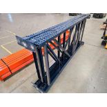 (4x) 42" X 96" Teardrop Pallet Rack Uprights, 3" X 3" Columns, Welded, 10" X 10" Seismic Foot Plates