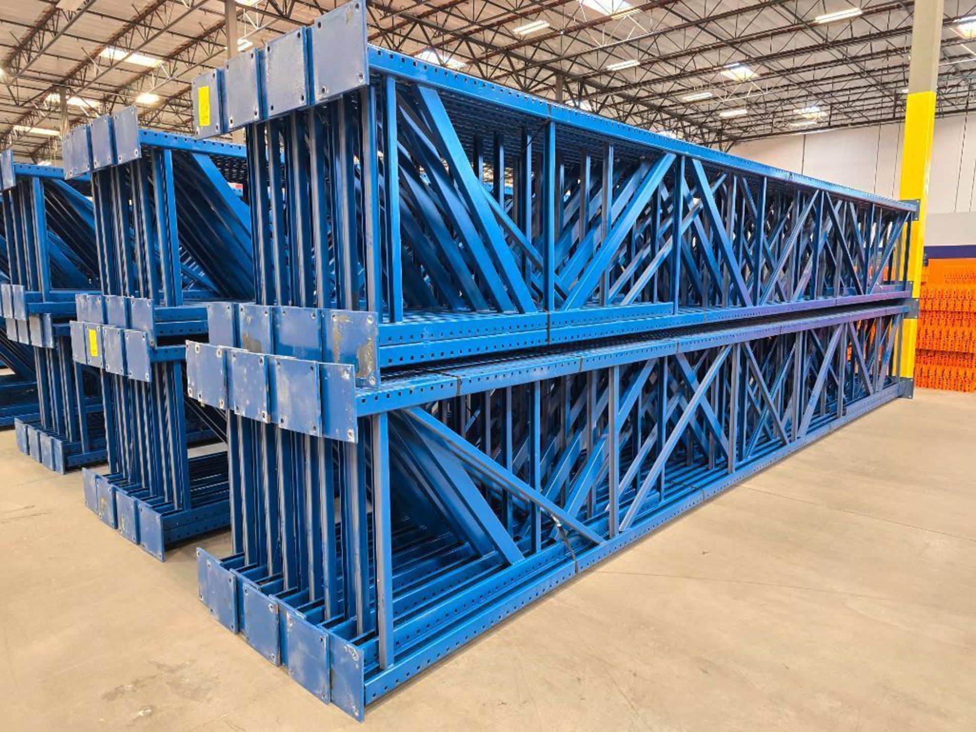 (28X) 42" X 26' Teardrop Pallet Rack Uprights, 3" X 3" Columns, Welded, 10" X 10" Seismic Foot Plate - Image 4 of 13