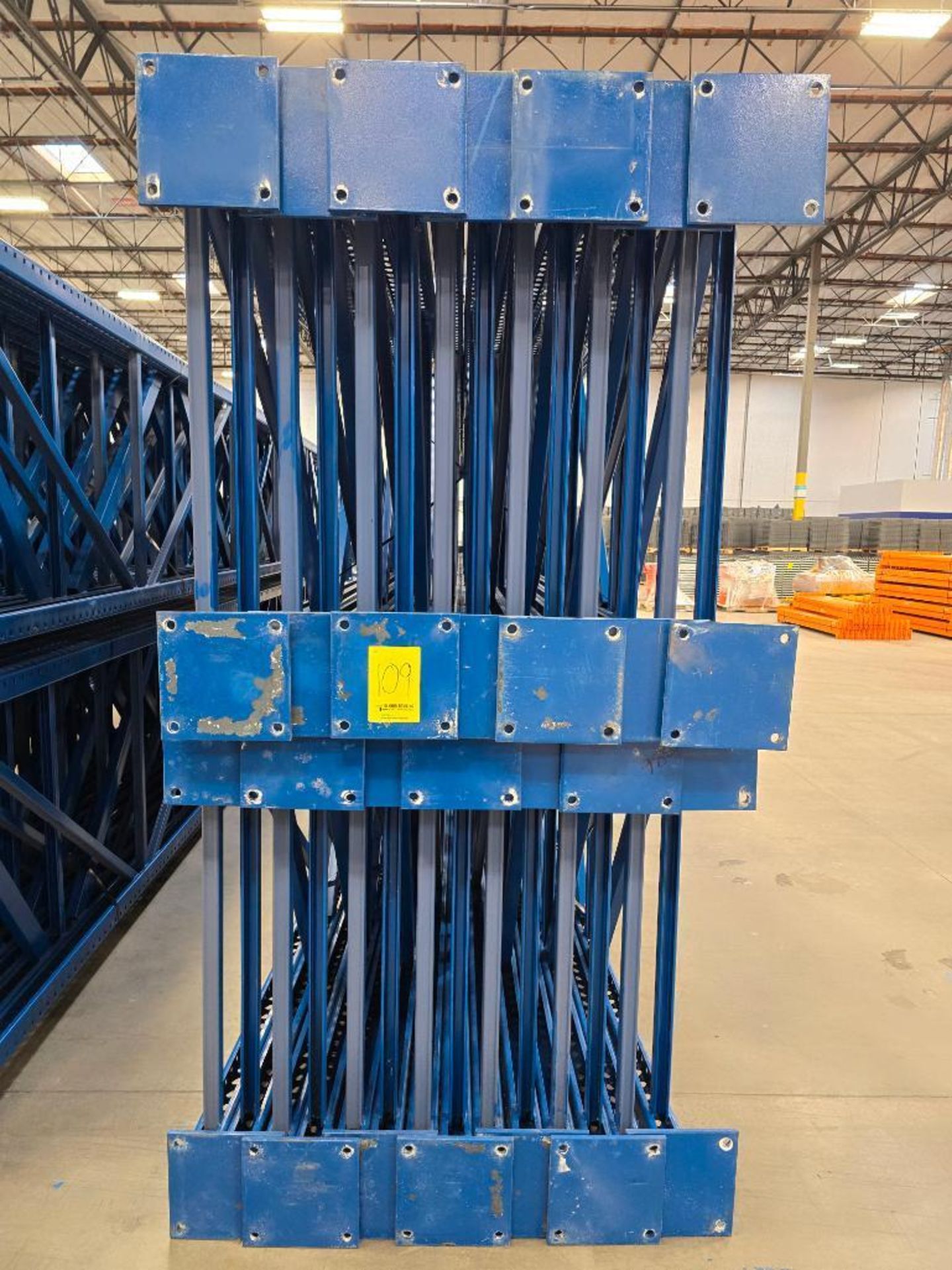 (28X) 42" X 26' Teardrop Pallet Rack Uprights, 3" X 3" Columns, Welded, 10" X 10" Seismic Foot Plate - Image 5 of 11