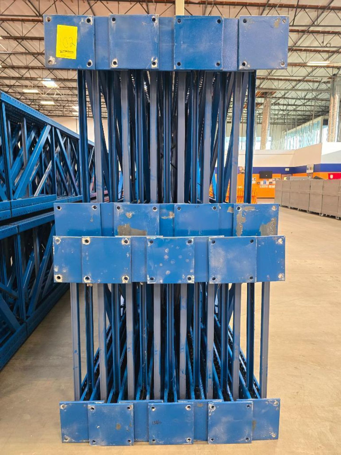 (28X) 42" X 26' Teardrop Pallet Rack Uprights, 3" X 3" Columns, Welded, 10" X 10" Seismic Foot Plate - Image 5 of 13