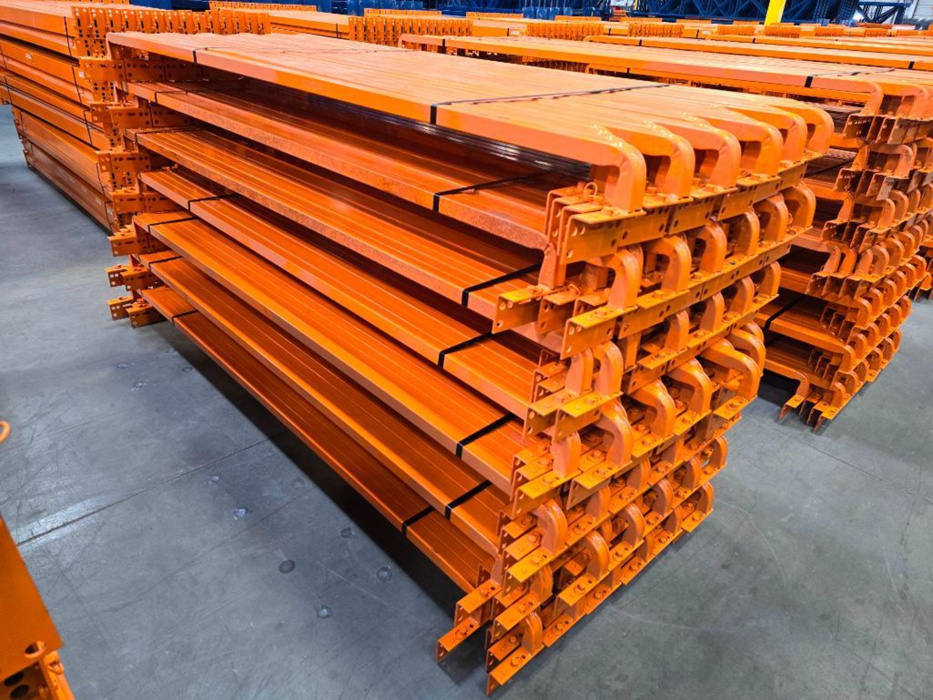 (120x) 96" X 1.5" X 1.5" Pallet Rack Beam Back Stops, 2" U-Type Back Off Set ($25 Loading Fee Will B