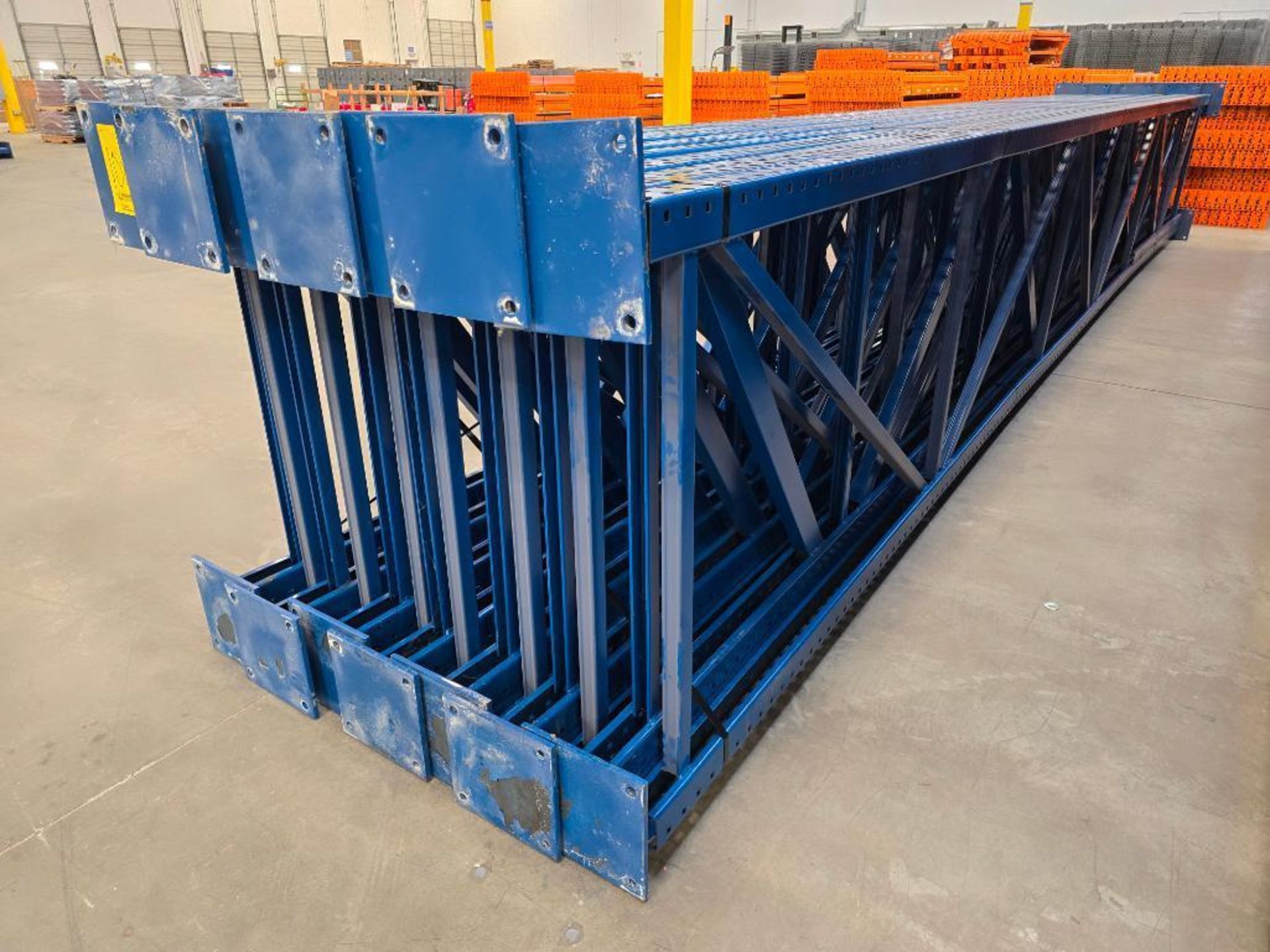 (16X) 42" X 26' Teardrop Pallet Rack Uprights, 3" X 3" Columns, Welded, 10" X 10" Seismic Foot Plate - Image 5 of 10