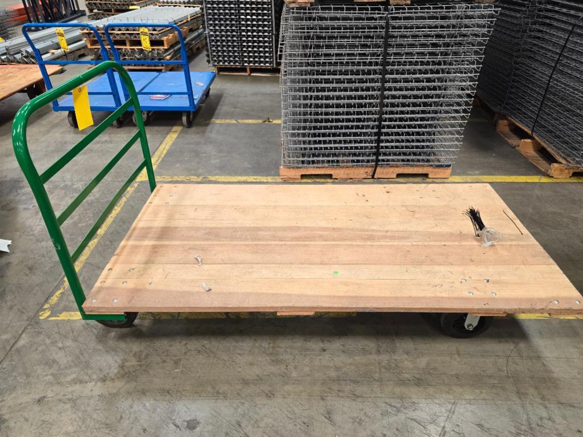 Wood Deck Flat Cart, 72" X 36" ($10 Loading Fee Will Be Added To Buyer's Invoice)