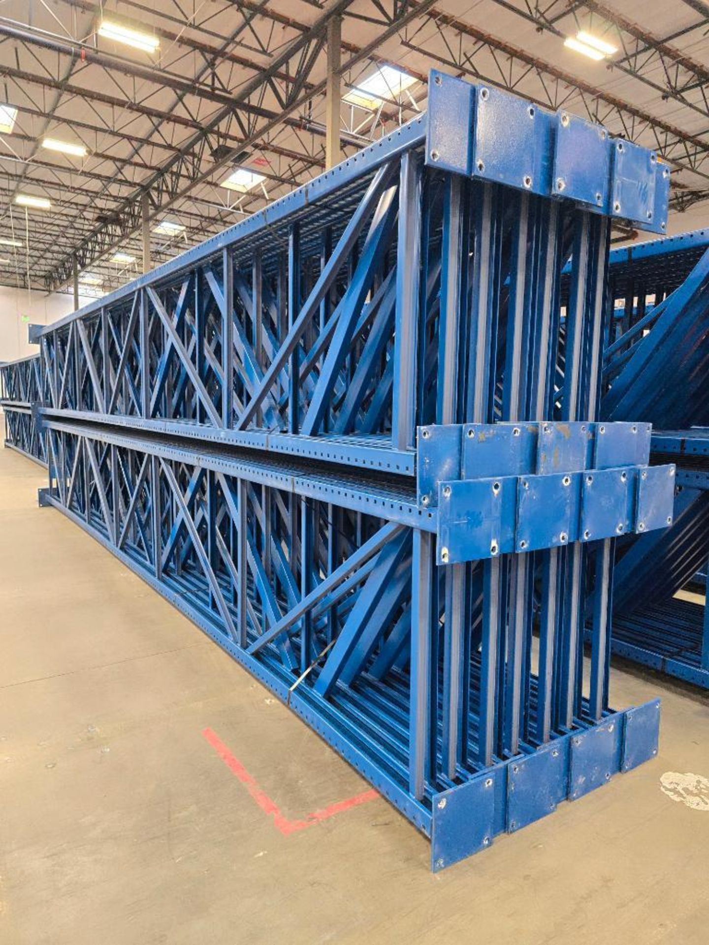 (28X) 42" X 26' Teardrop Pallet Rack Uprights, 3" X 3" Columns, Welded, 10" X 10" Seismic Foot Plate - Image 11 of 13