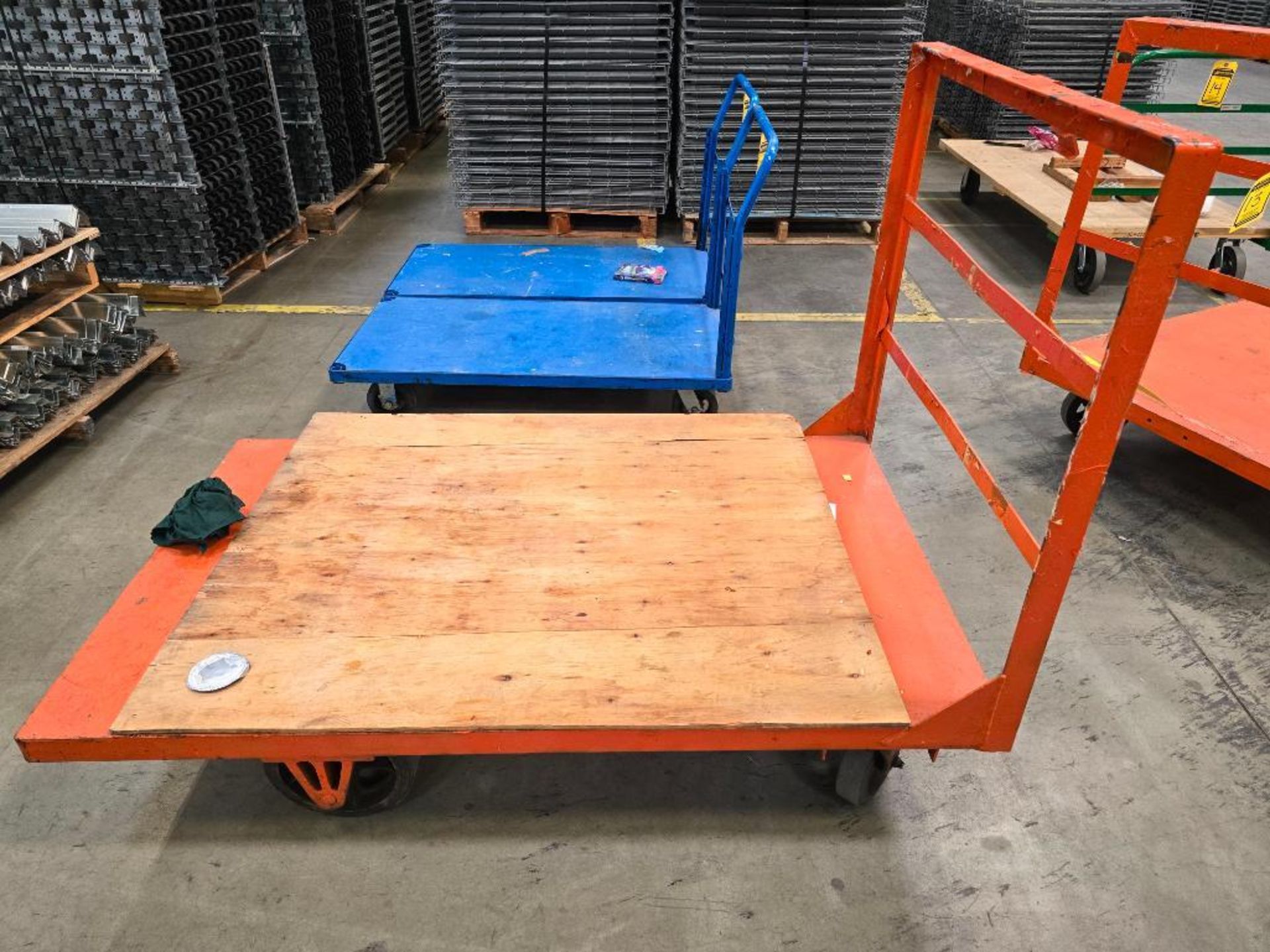 Steel Flat Cart, 60" X 36", w/ HD Casters ($5 Loading Fee Will Be Added To Buyer's Invoice)