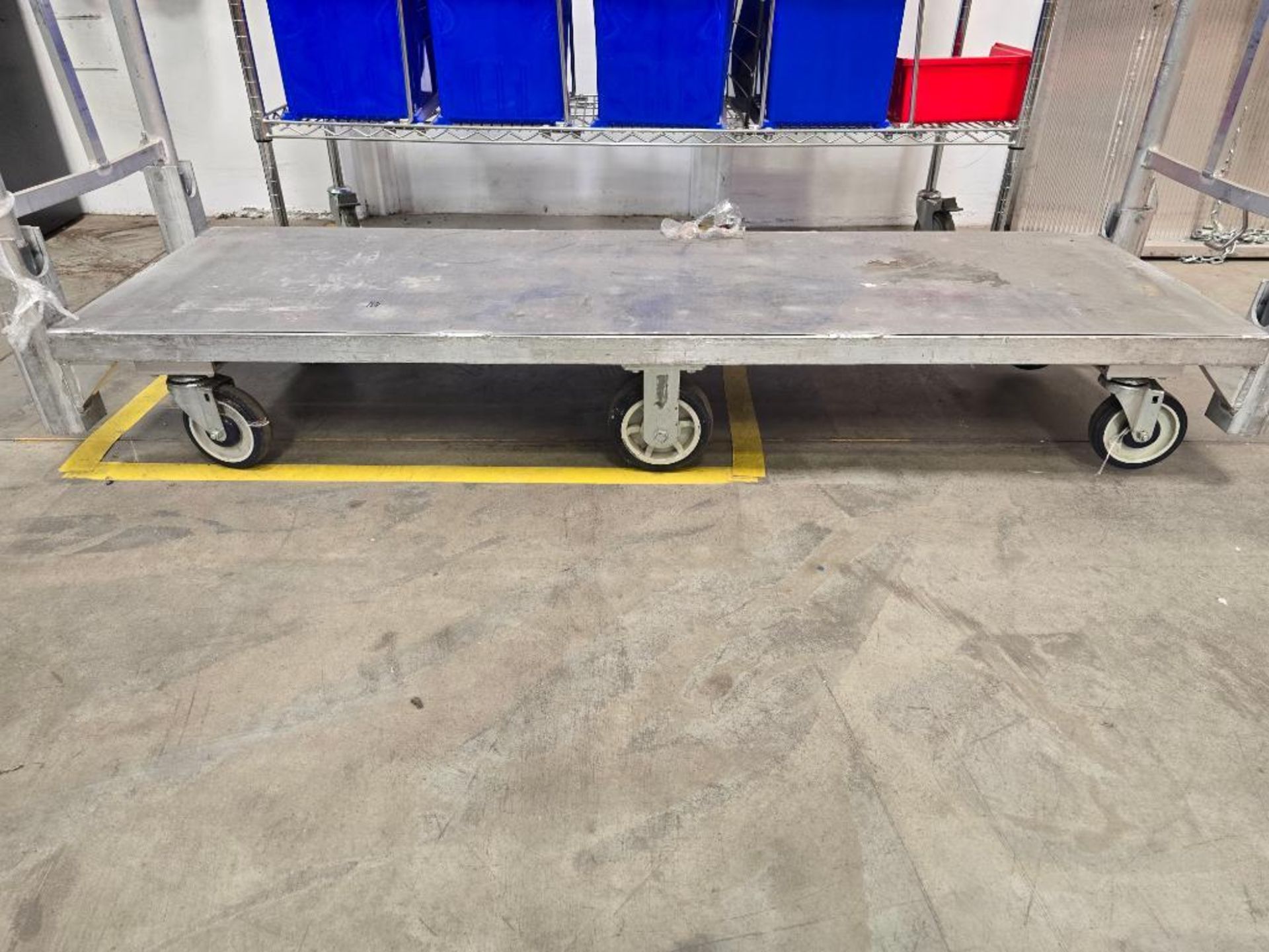 Aluminum Center Wheel Transfer Cart, Metro Rack w/ Plastic Bins & Steel Shelf Cart ($5 Loading Fee W - Image 4 of 7