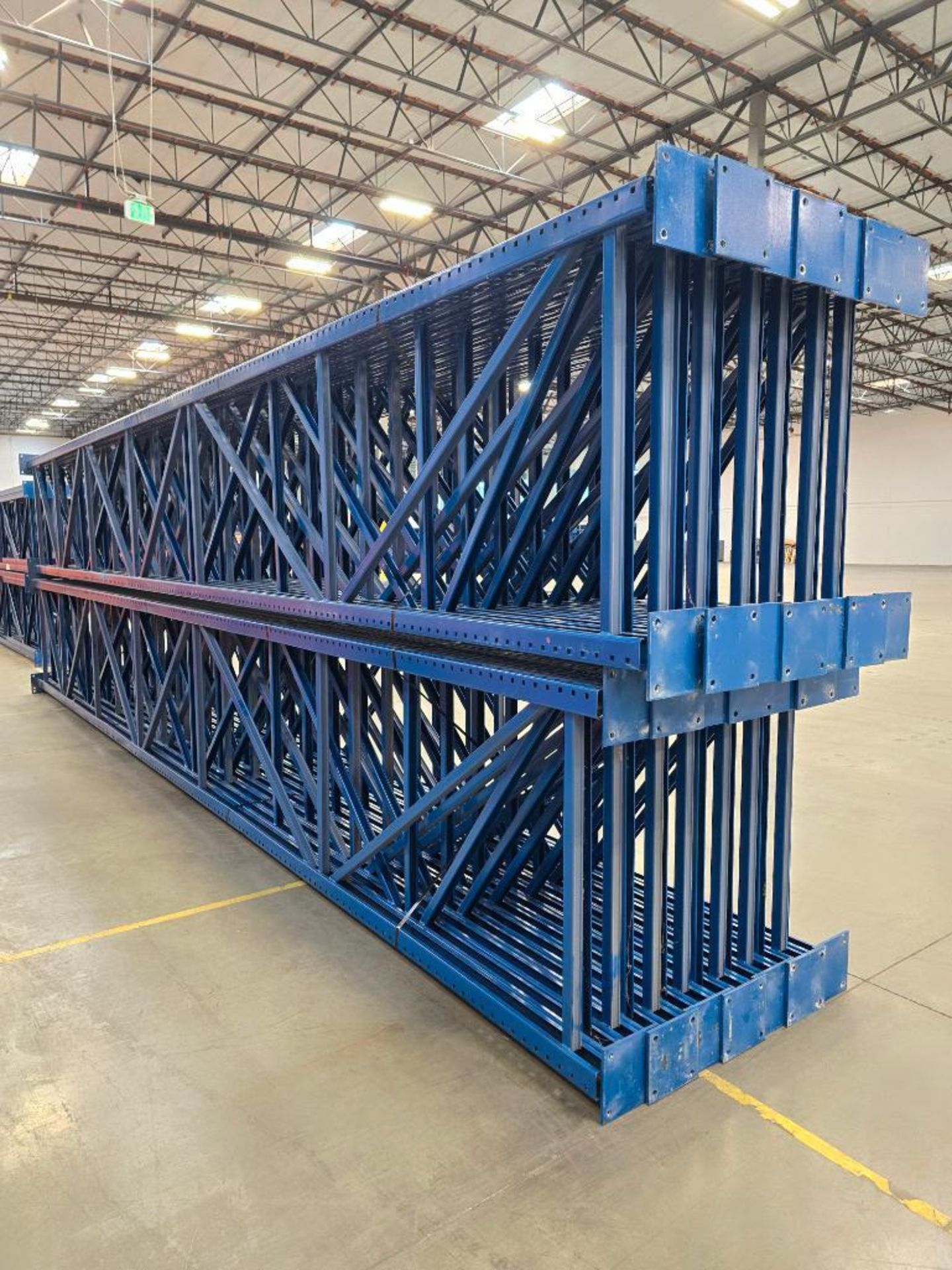 (29X) 42" X 26' Teardrop Pallet Rack Uprights, 3" X 3" Columns, Welded, 8" X 8" Seismic Foot Plate, - Image 8 of 10